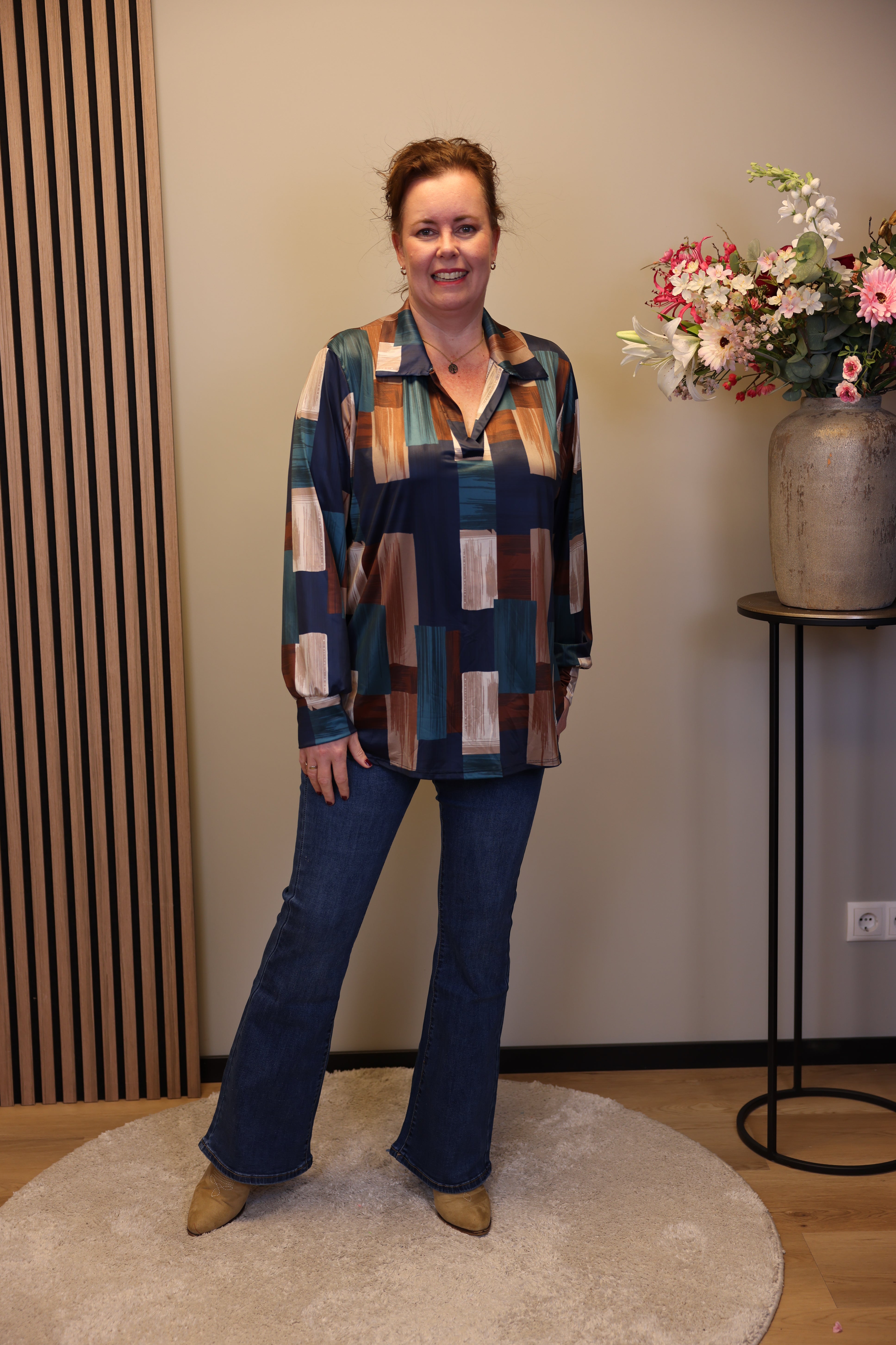 Leonie | Blouse met kraagje blauw 48 t/m 52