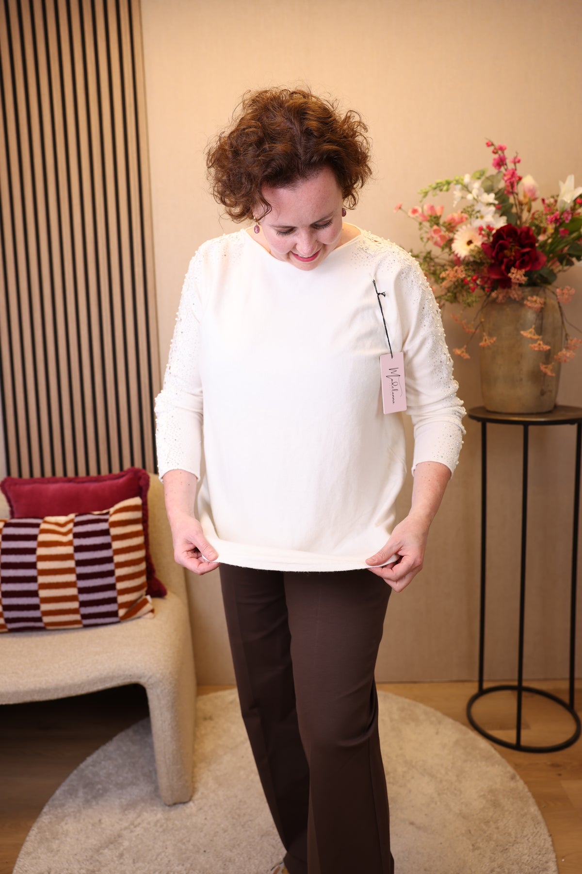 Perla | Trui beige/wit