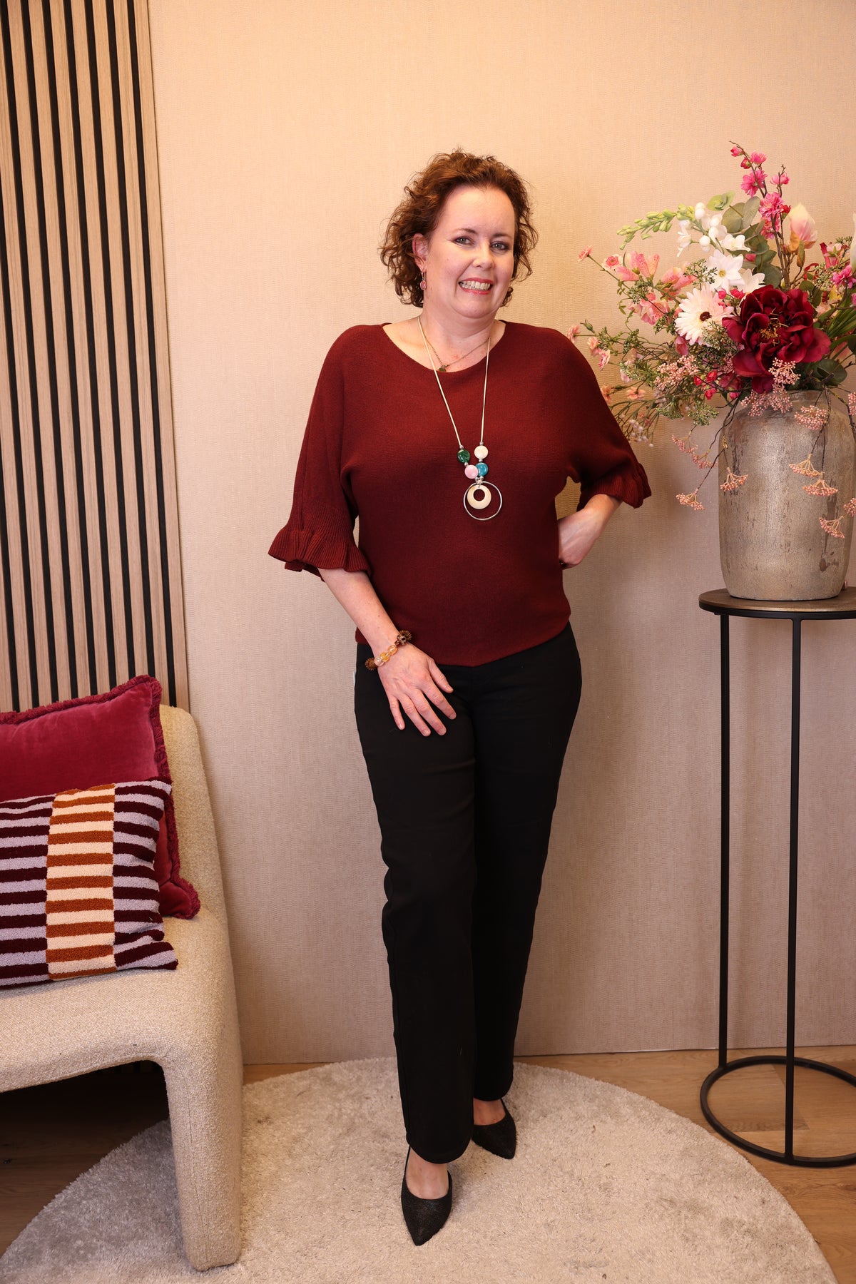 Elza | Trui bordeaux + gratis ketting
