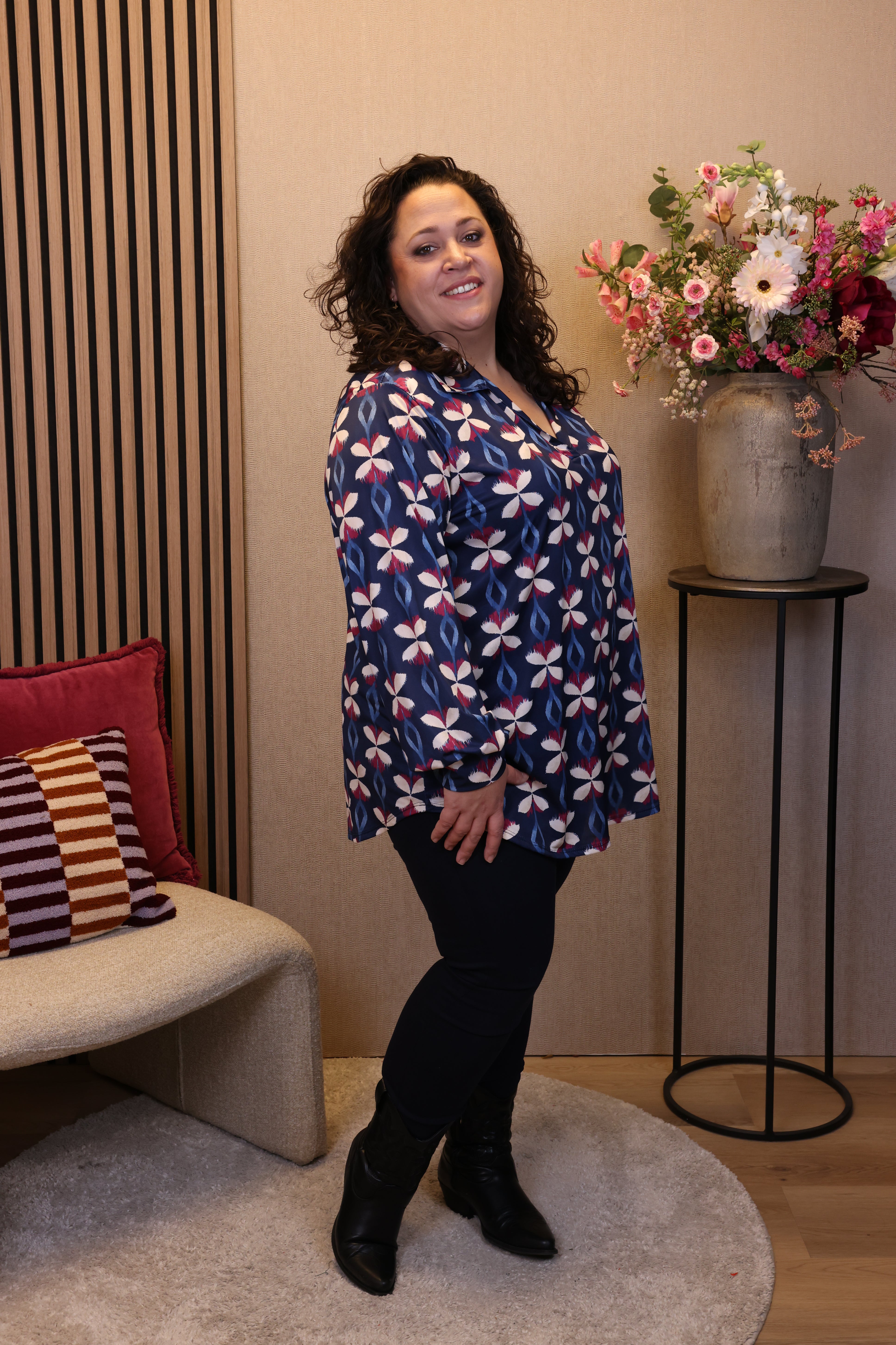 Josephine | Blouse blauw met kraagje