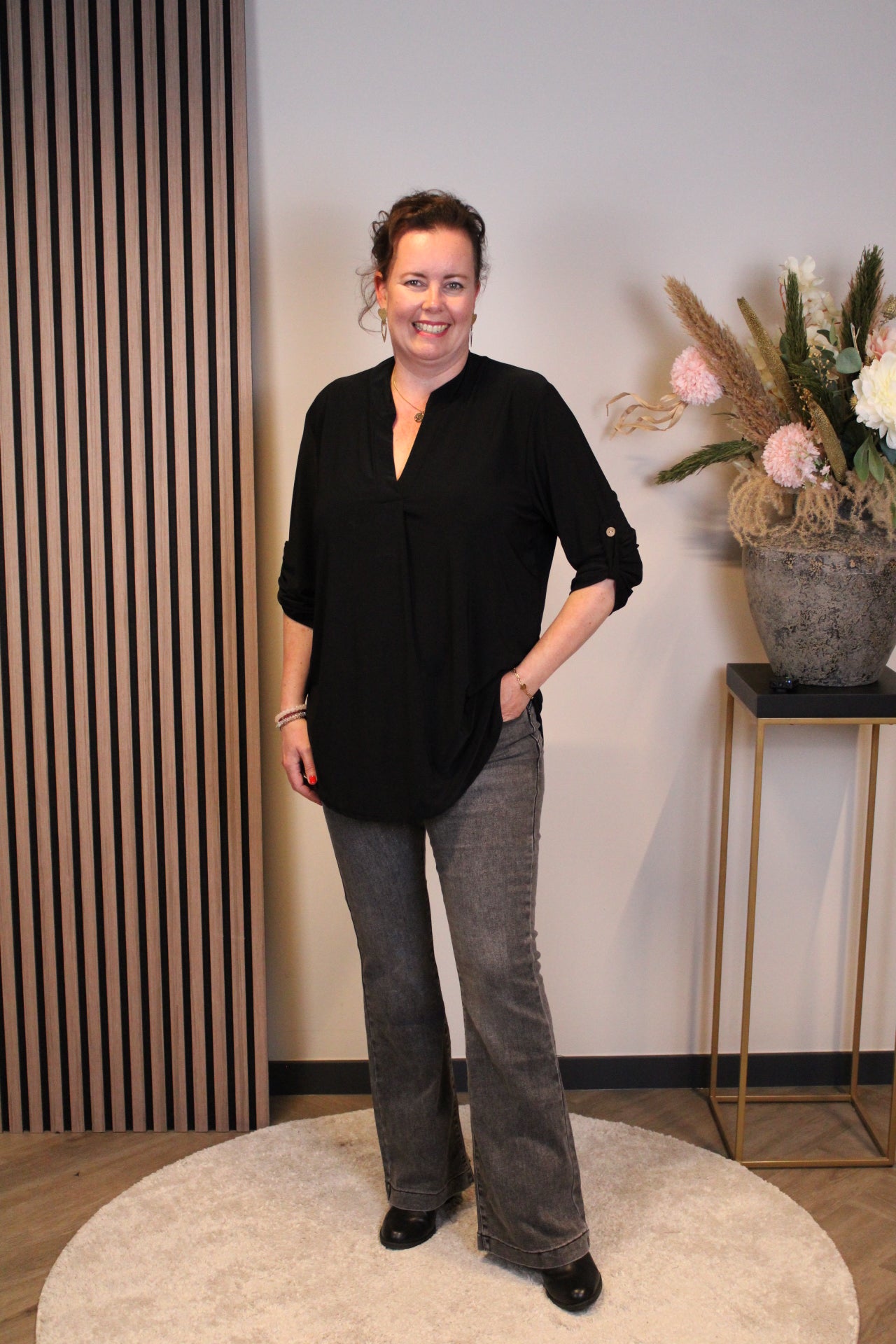 Mara | Blouse zwart lange mouw 48 t/m 52