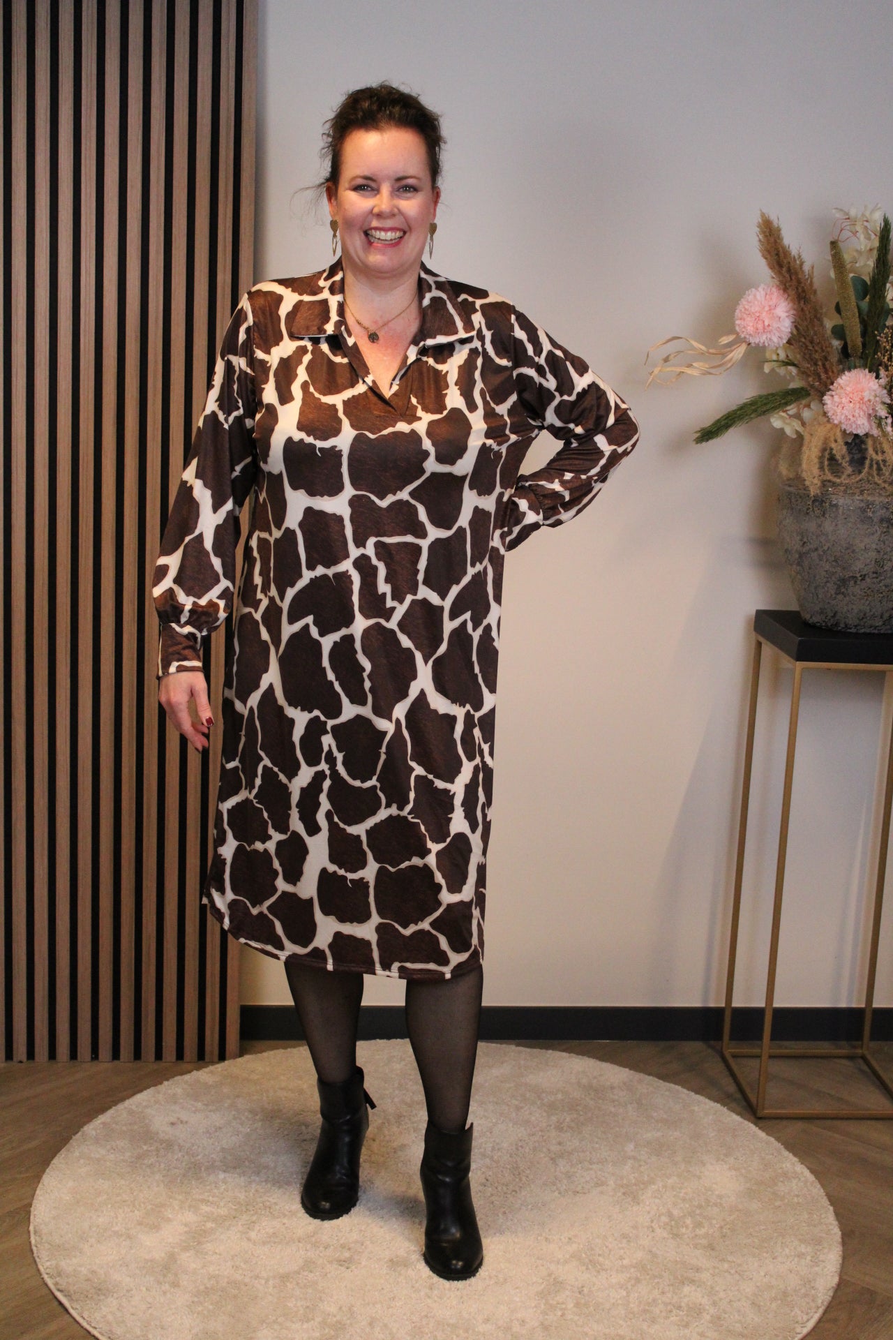 Norah | Jurk bruin met kraagje 38 t/m 46