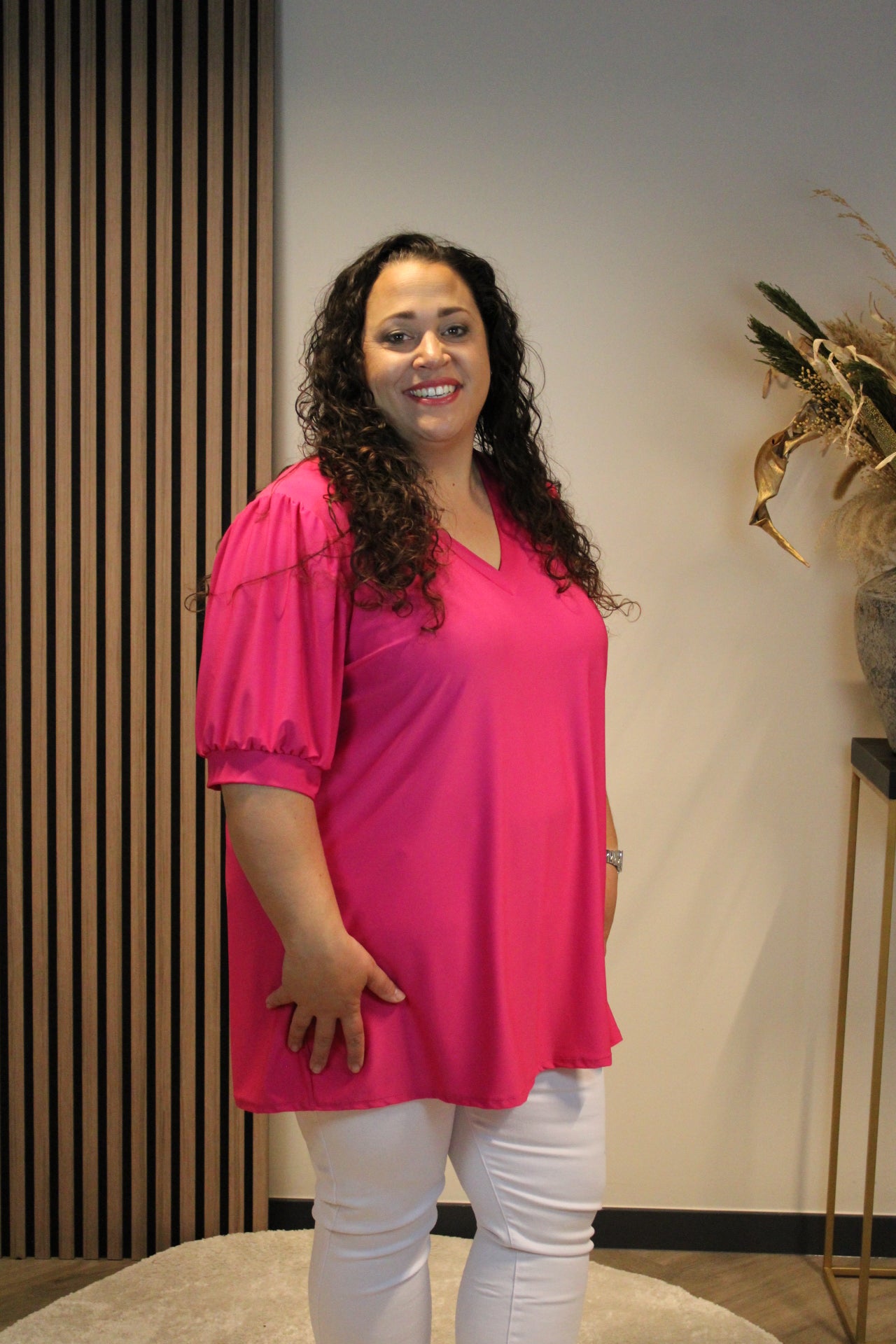 Fay | Blouse roze korte mouw 48 t/m 52