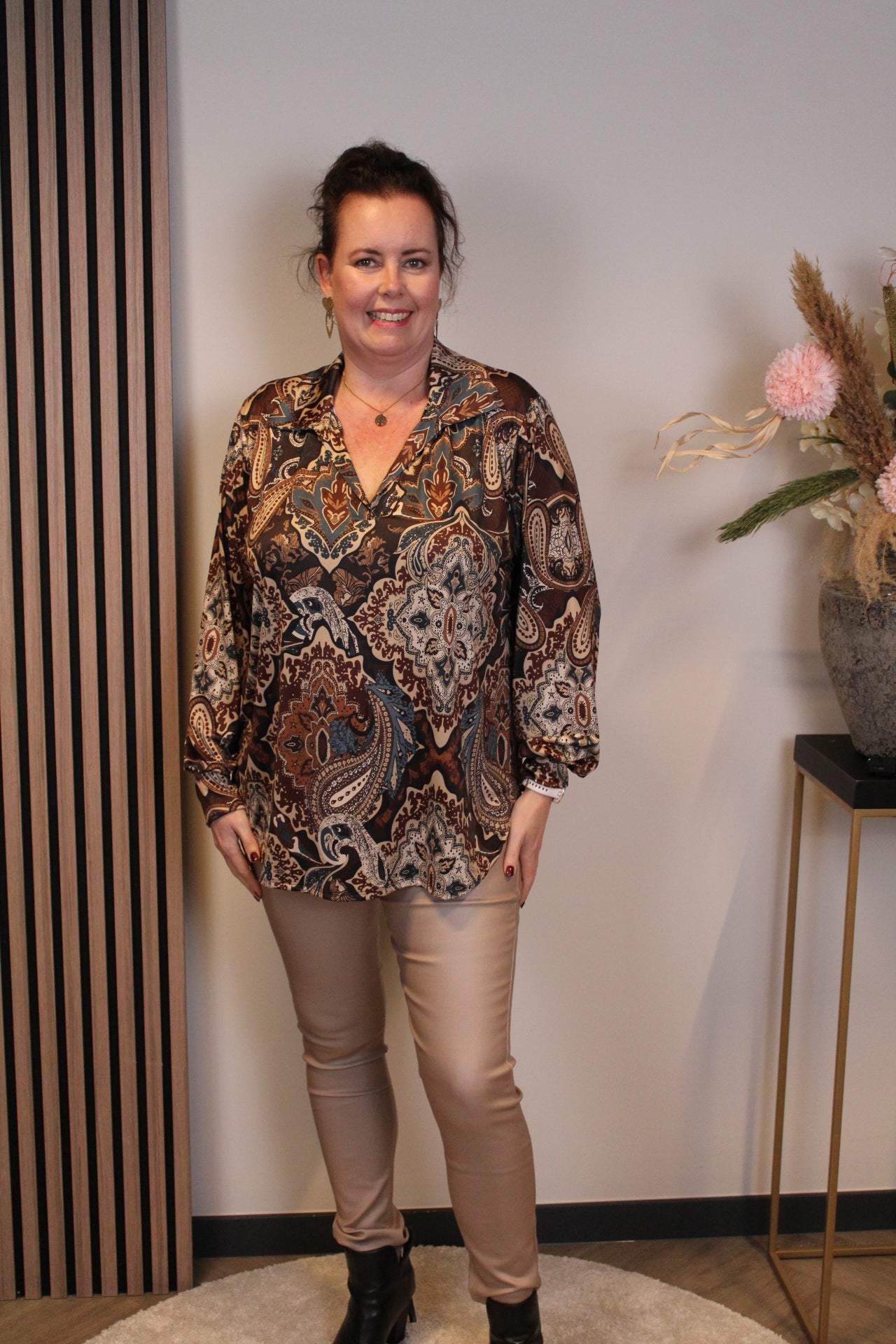 Malia | Blouse blauw met kraagje 38 t/m 48