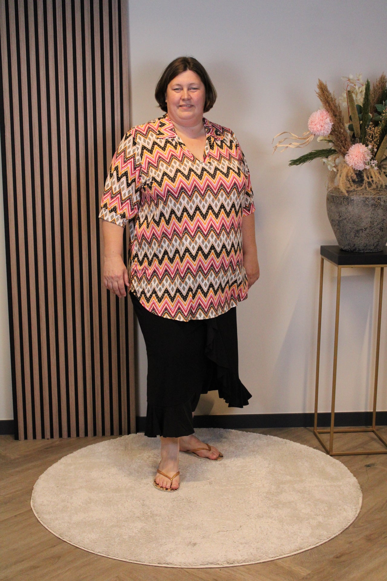 Lyra | Blouse met kraagje zwart 52 t/m 58