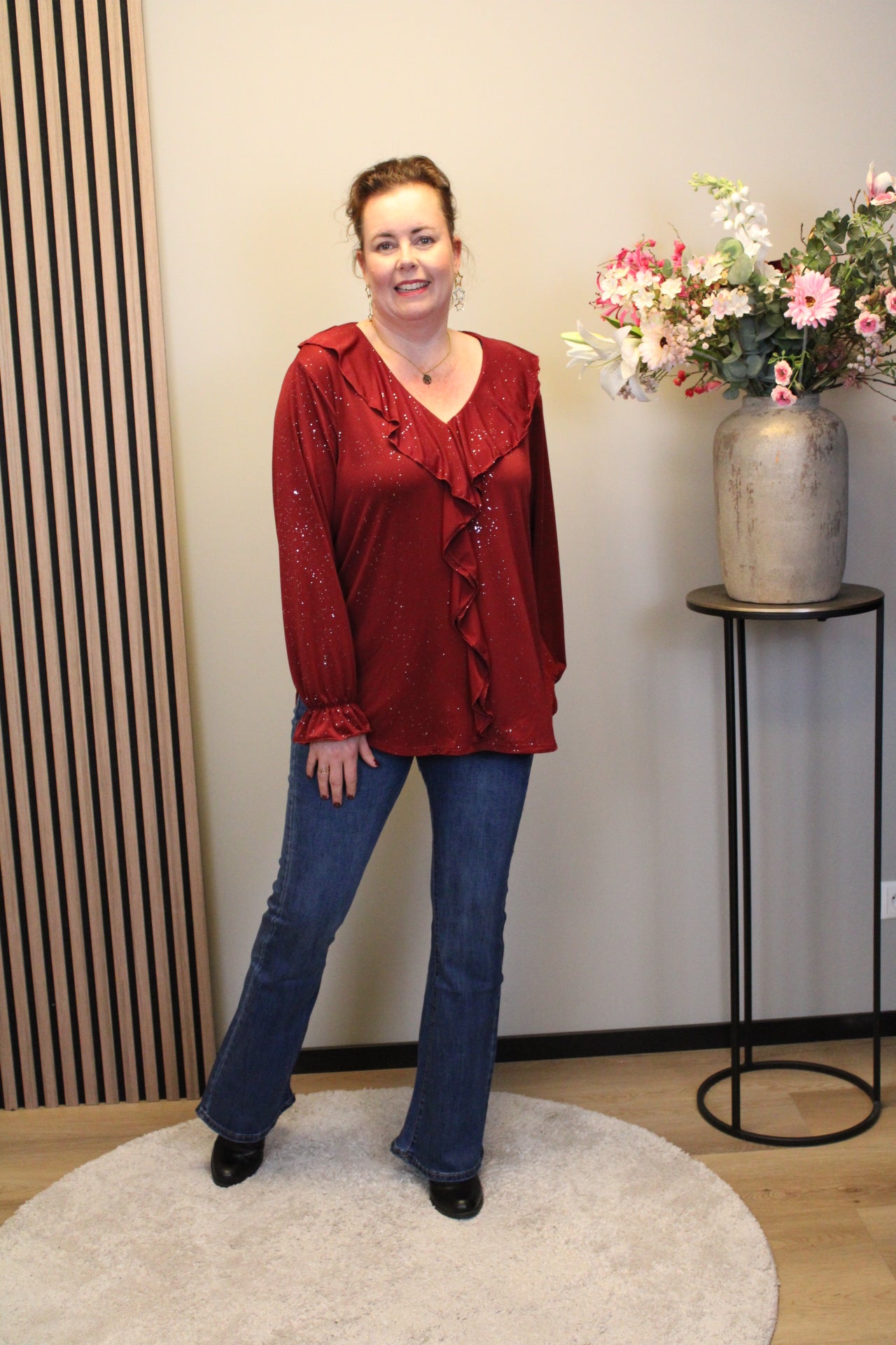 Sabine glitter | Blouse bordeaux 38 t/m 48