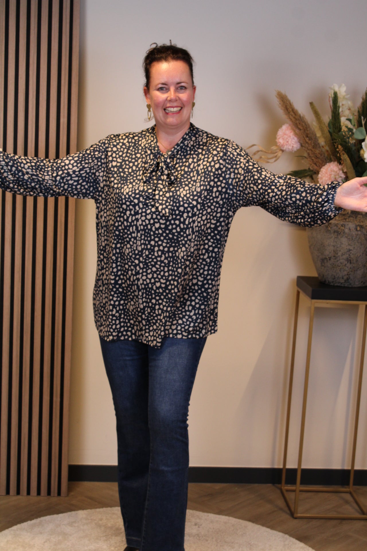 Janneke | Blouse blauw lange mouw 48 t/m 52