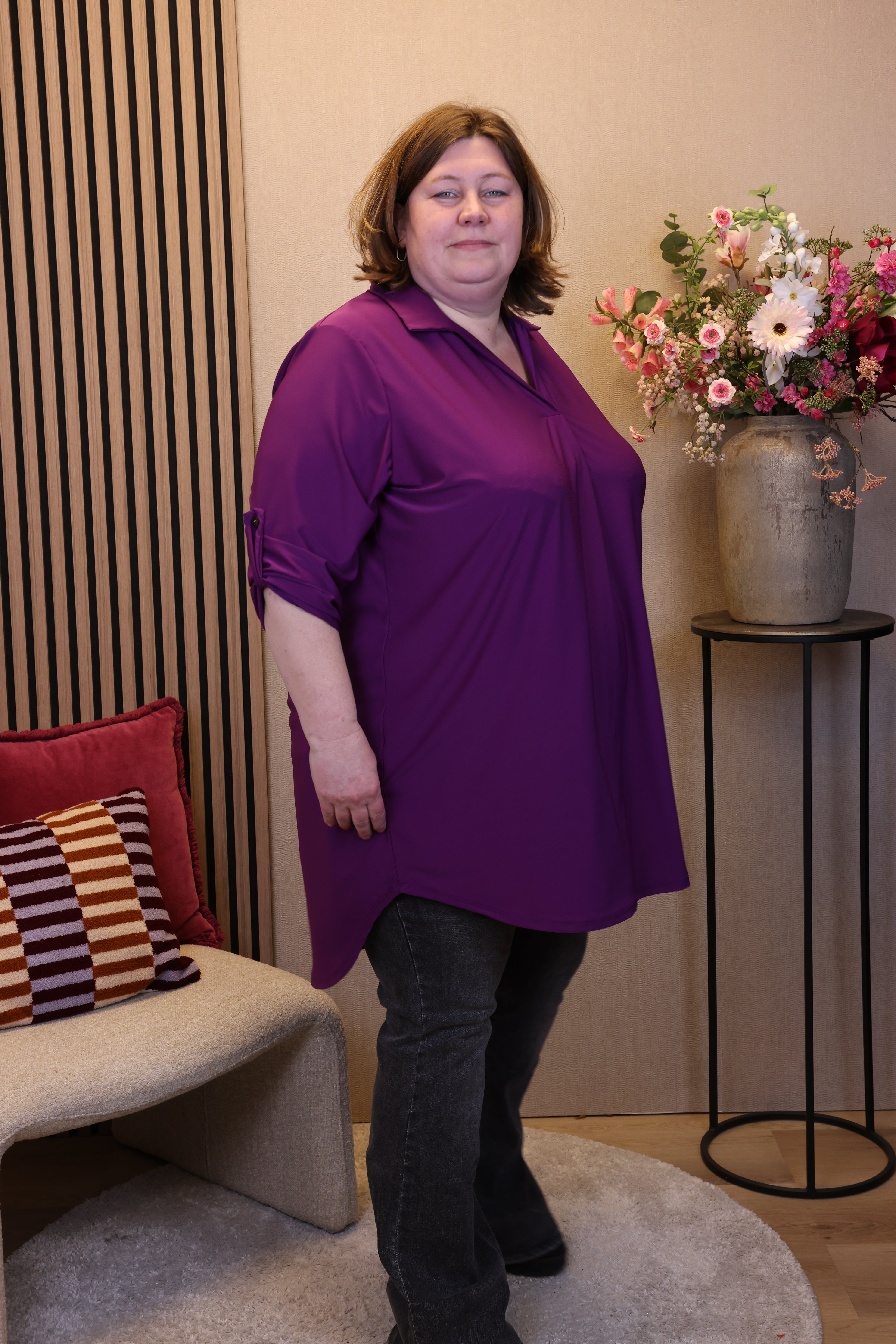 Marieke | Tuniek paars met kraagje