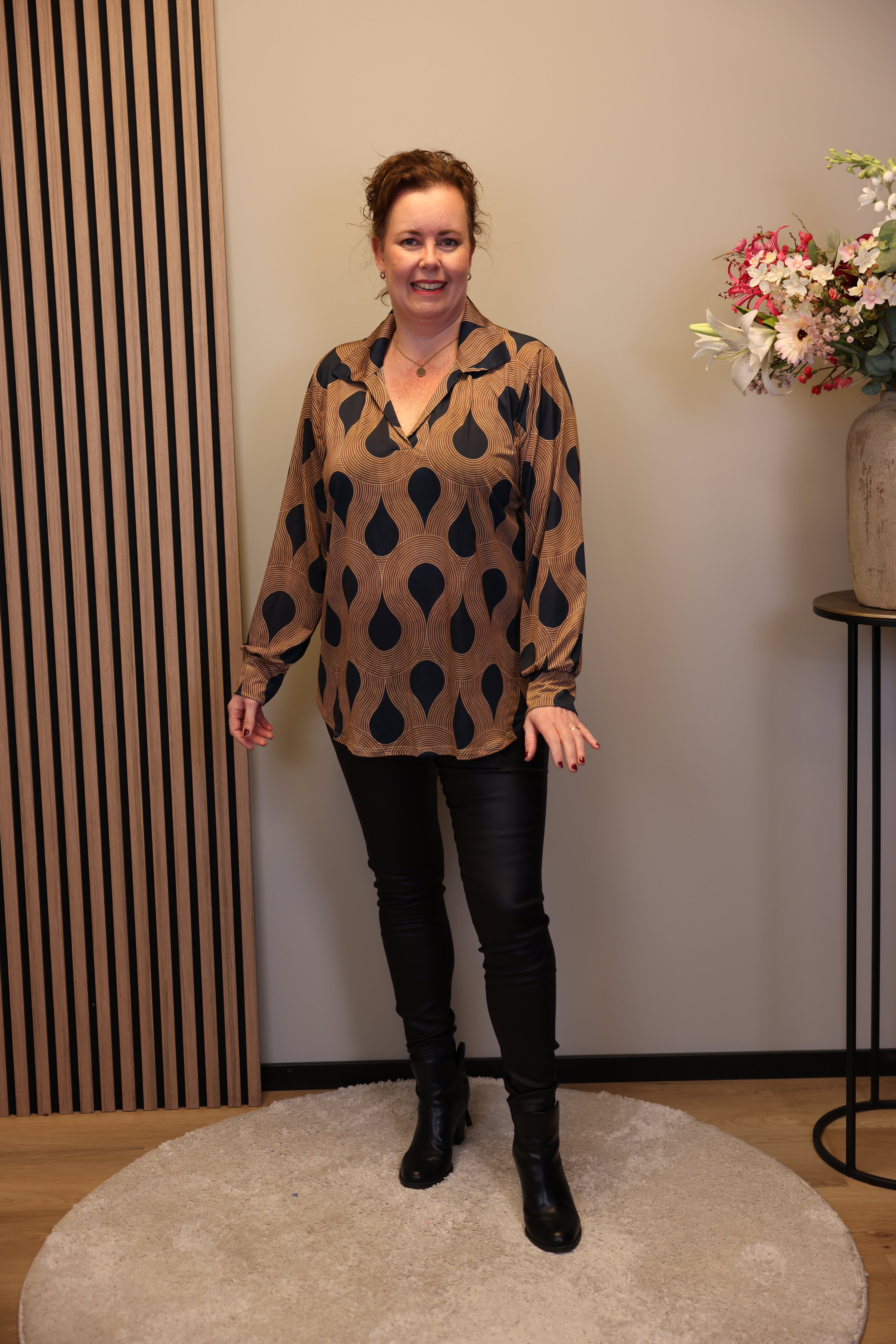 Shanna | Blouse blauw met kraagje 38 t/m 48