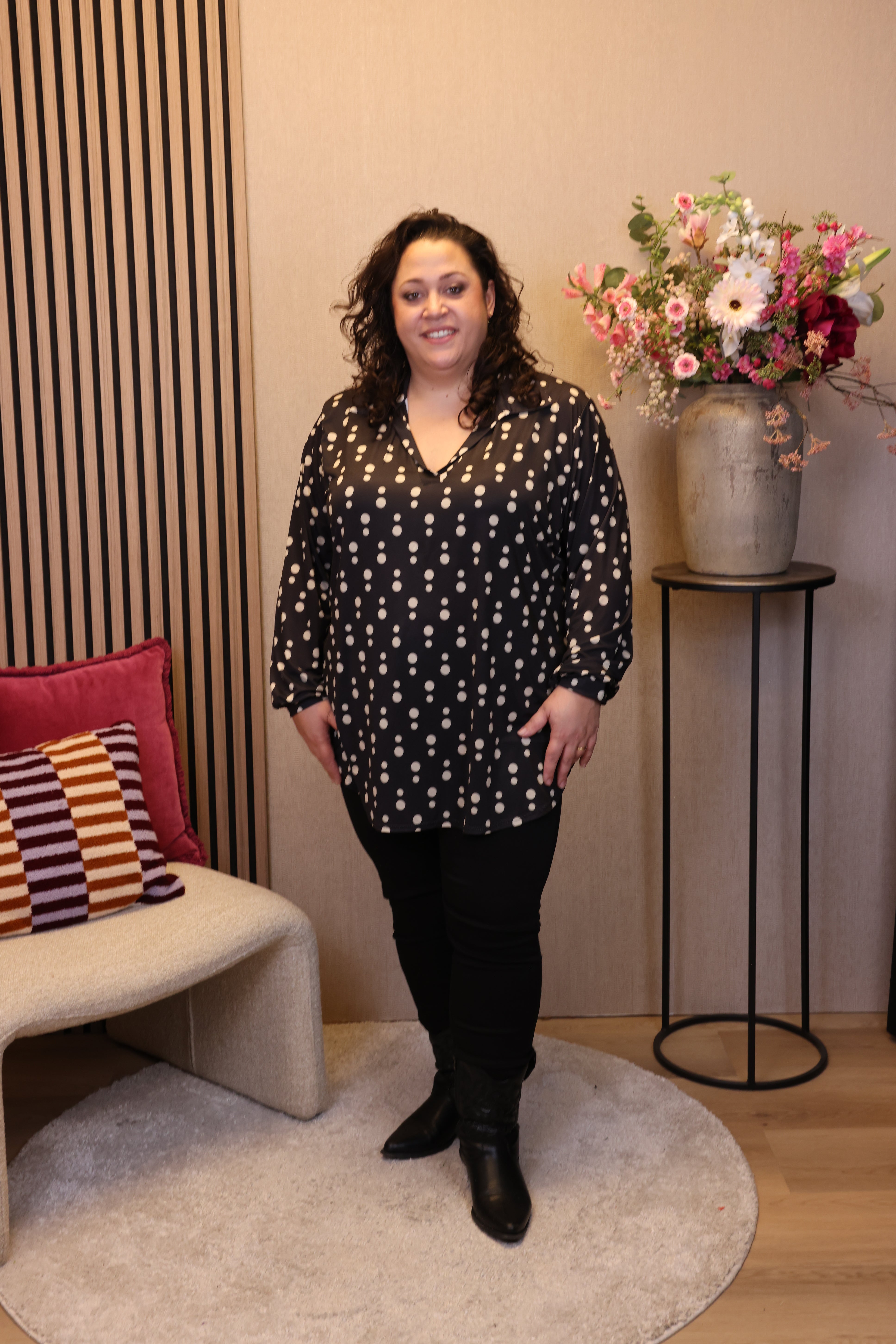 Kamila | Blouse zwart met kraagje