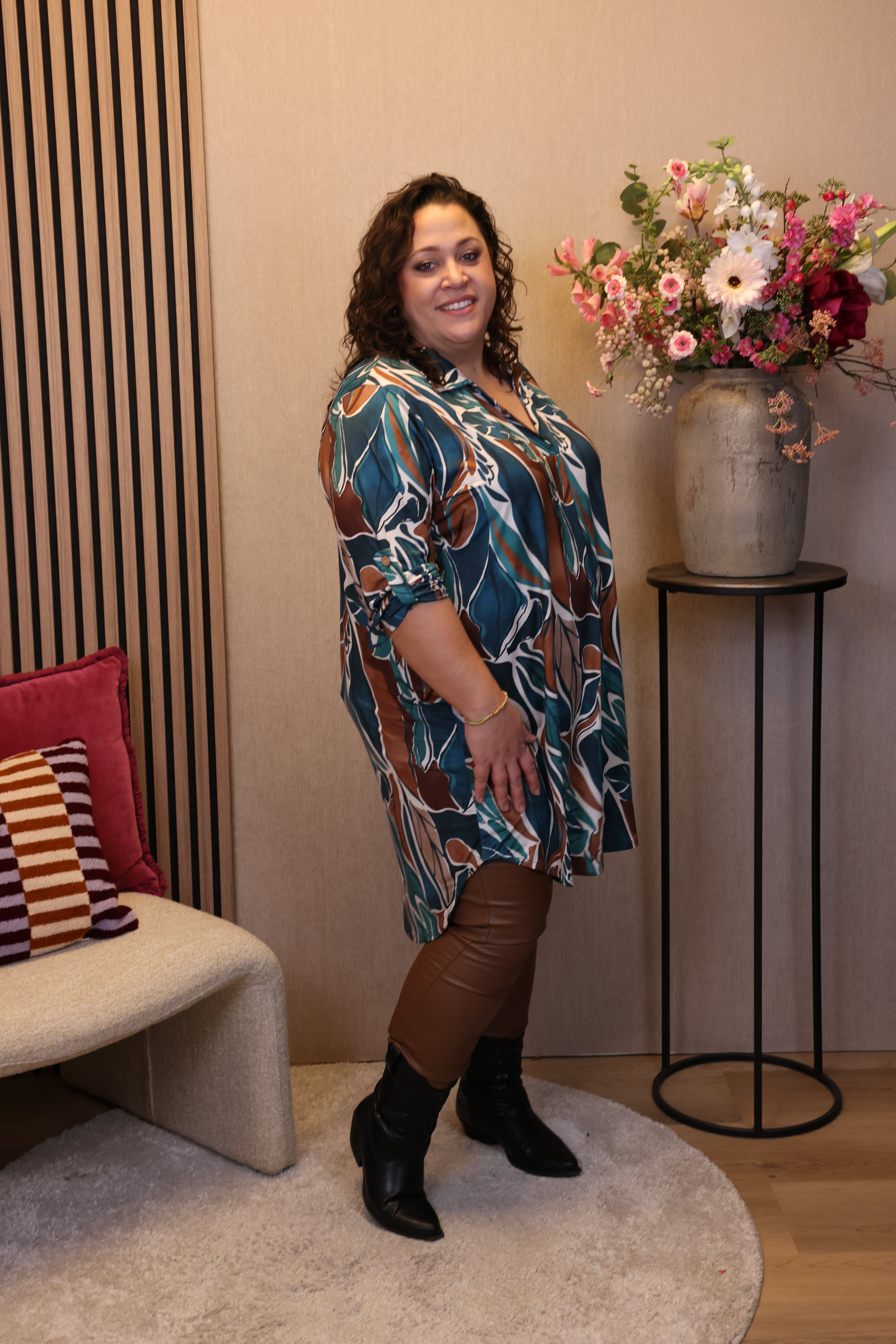 Rinske | Tuniek aqua met kraagje