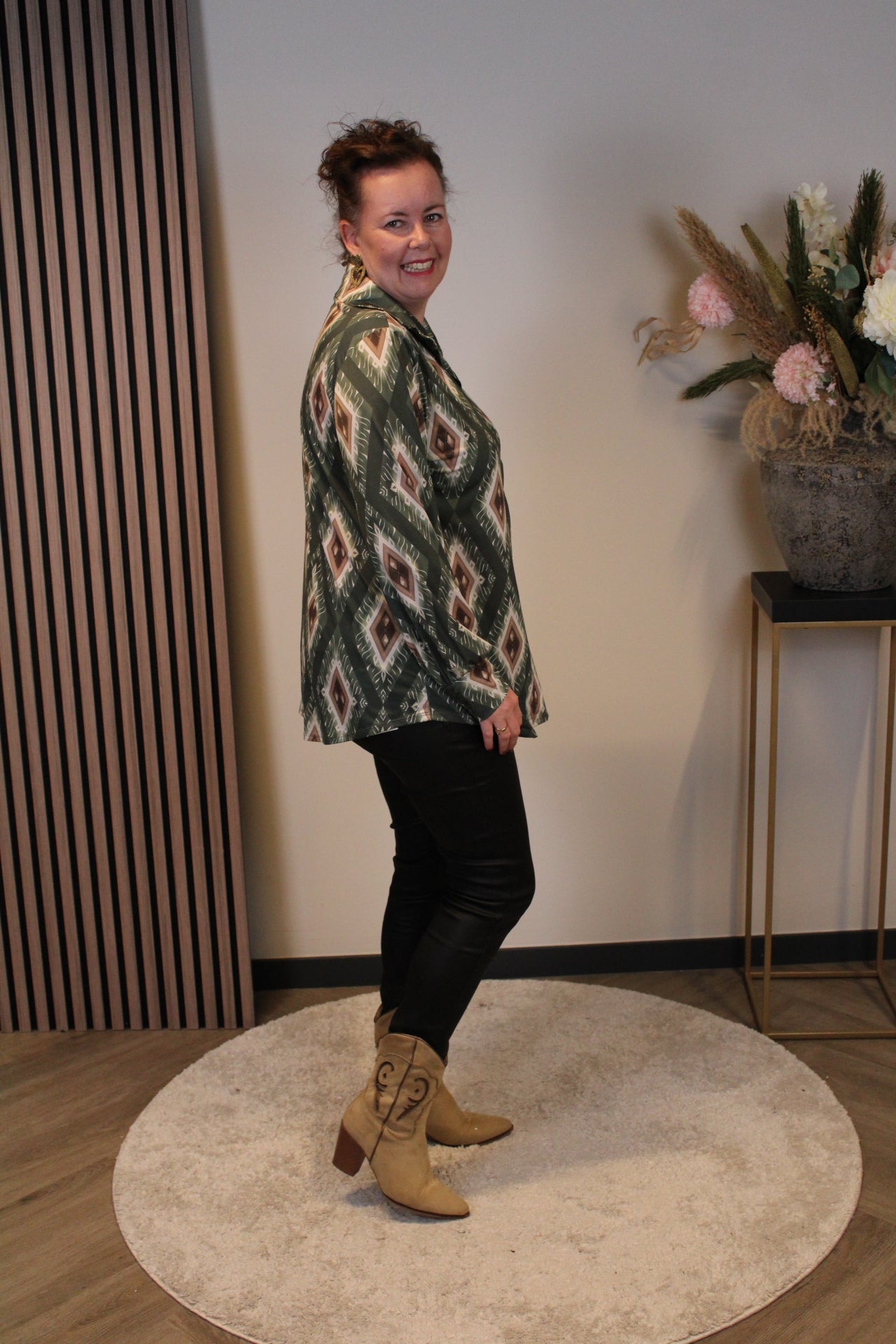 Carmen | Blouse met knoopjes groen 48 t/m 52