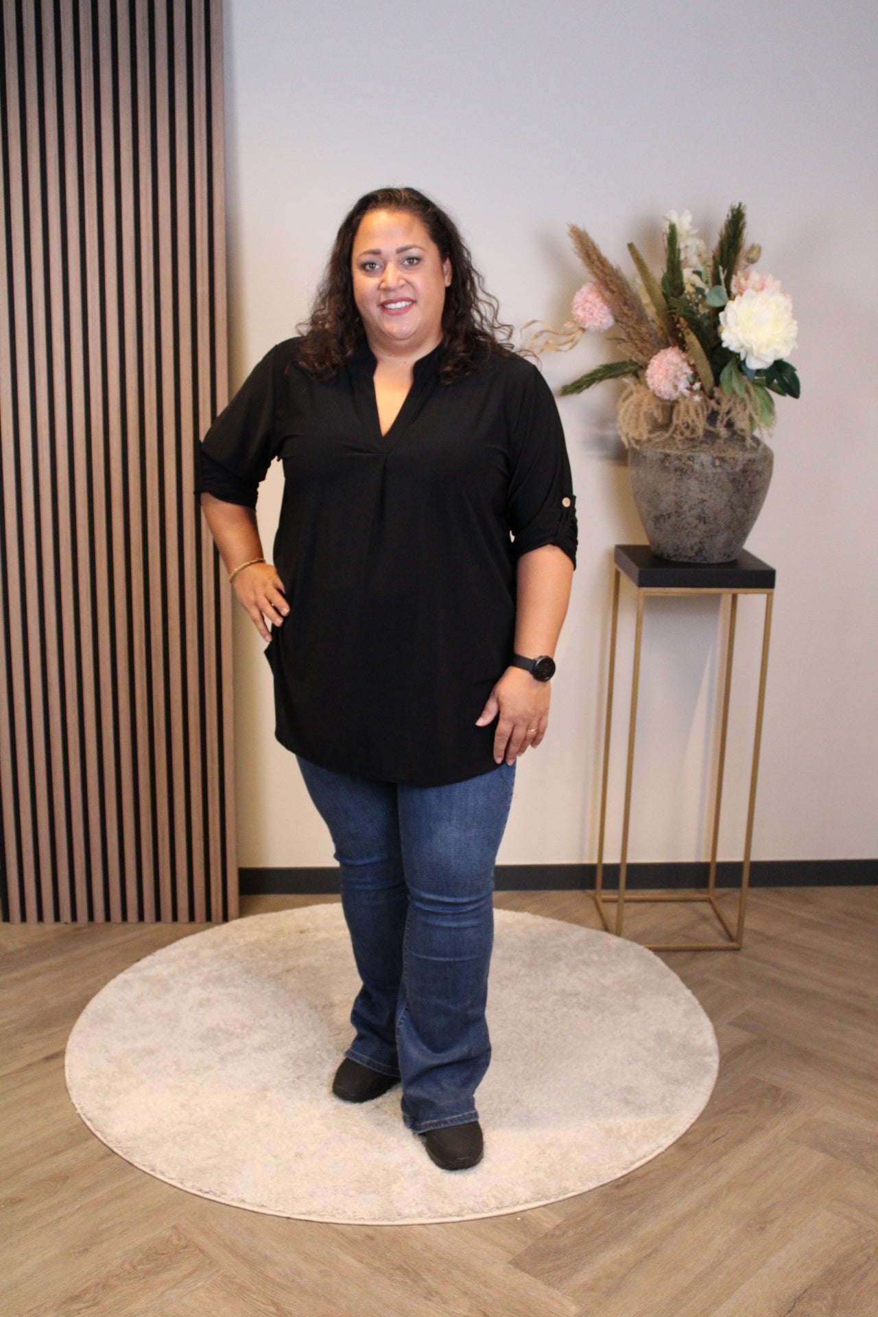 Mara | Blouse zwart lange mouw 48 t/m 52