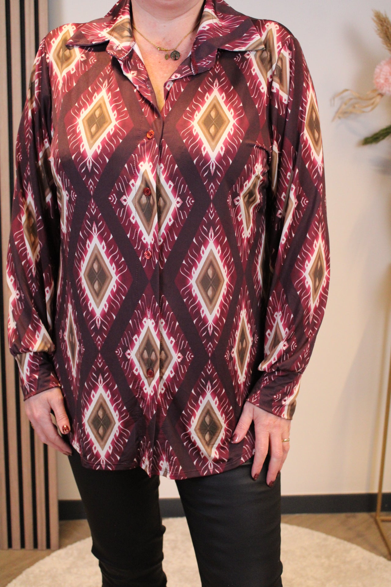 Carmen | Blouse met knoopjes roze 48 t/m 52