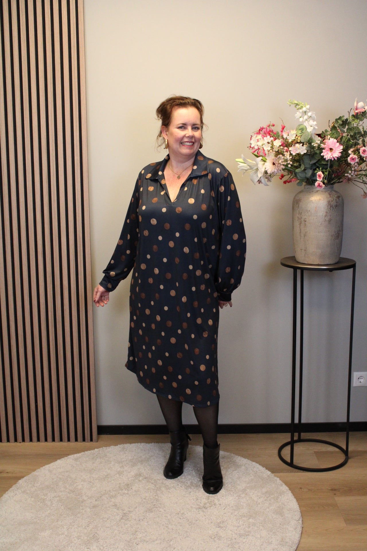 Grace | Jurk navy met kraagje 38 t/m 46