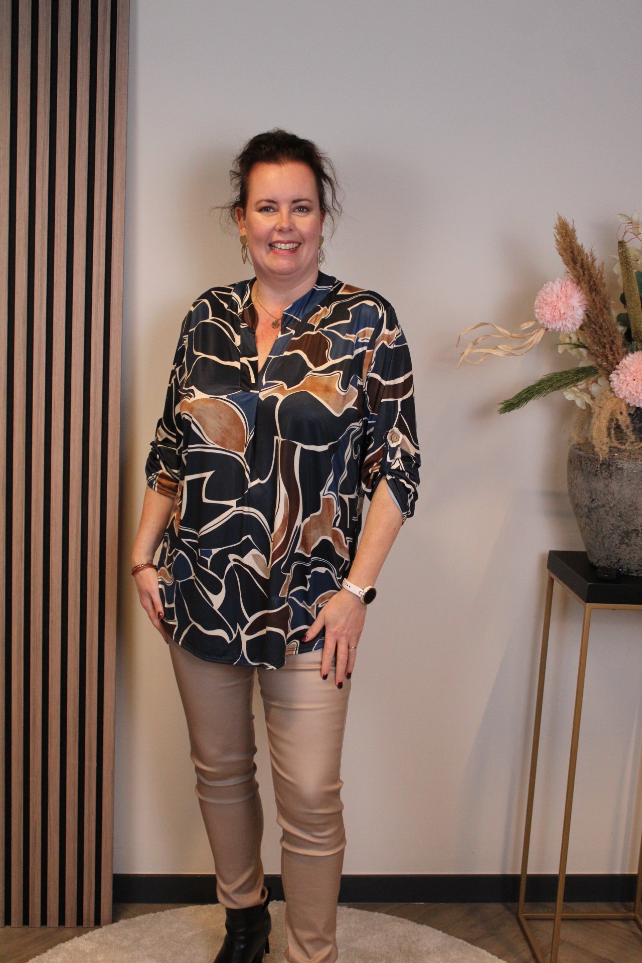 Hila | Blouse blauw lange mouw 38 t/m 48