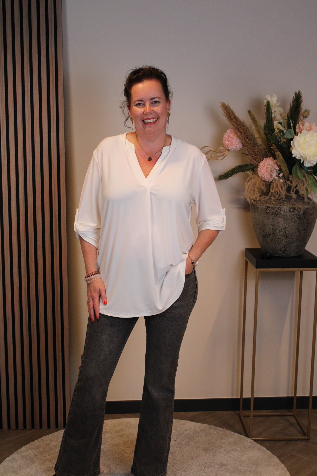 Mara | Blouse wit lange mouw 38 t/m 48