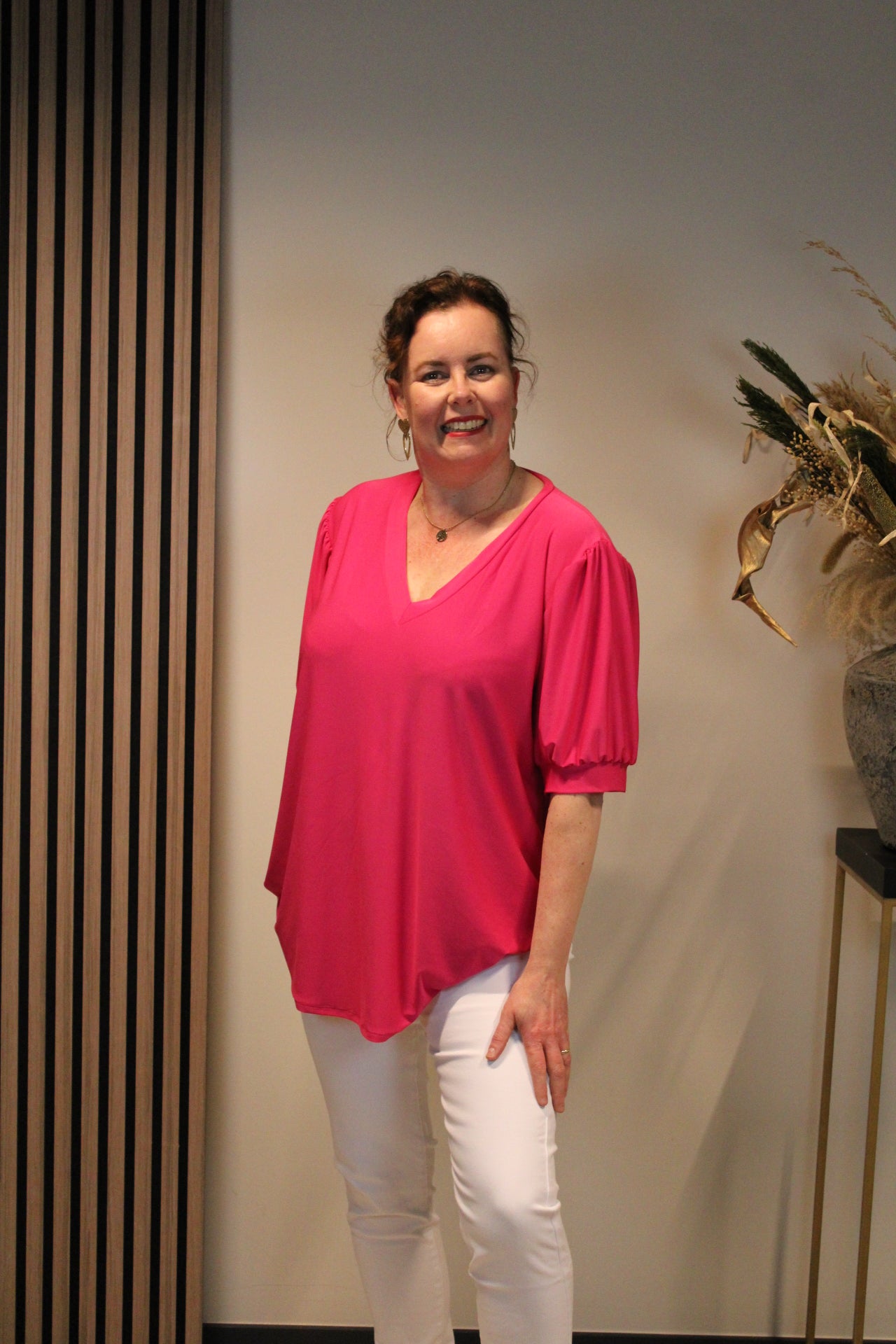 Fay | Blouse roze korte mouw 40 t/m 48