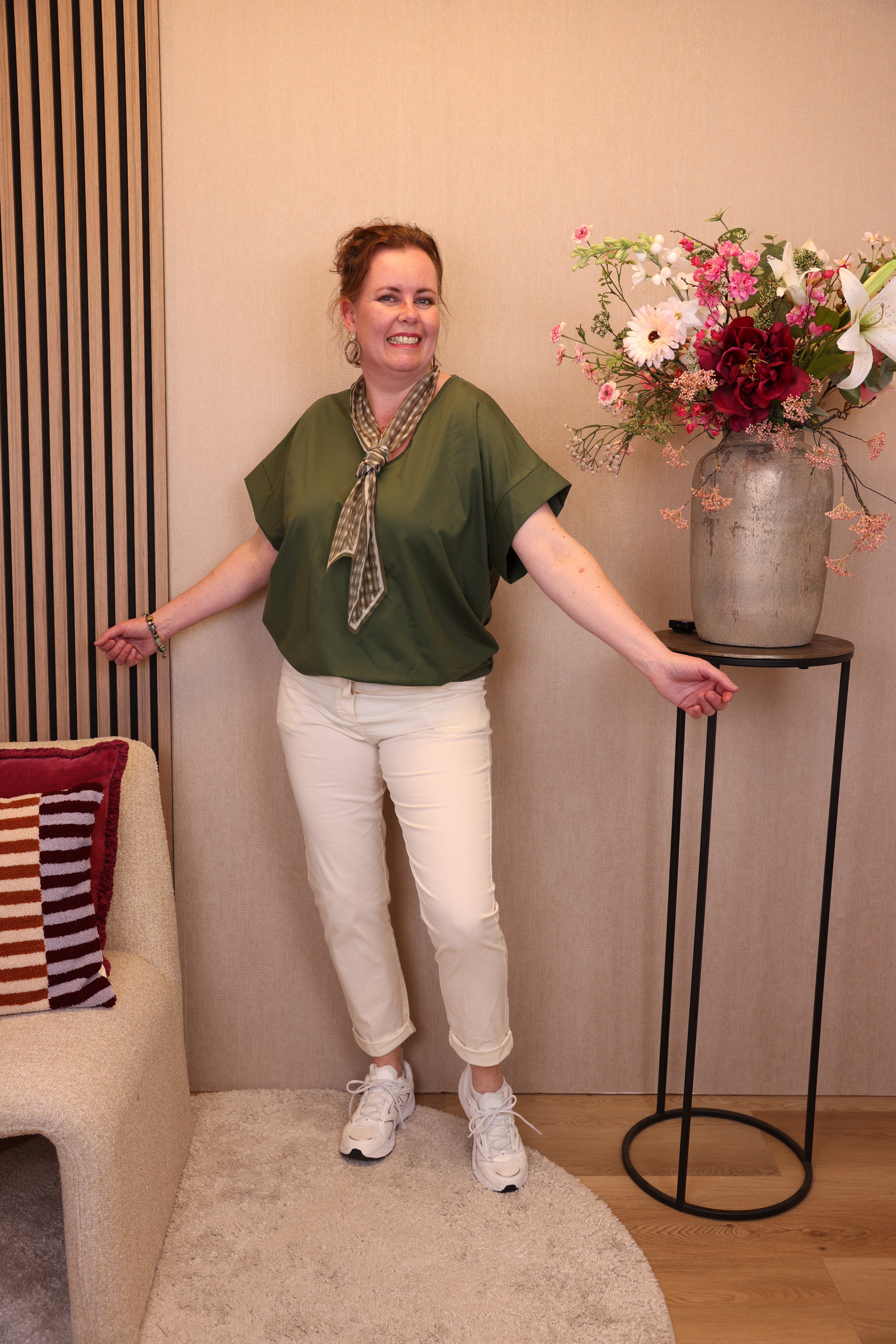 Ina | Top donker groen + gratis sjaal