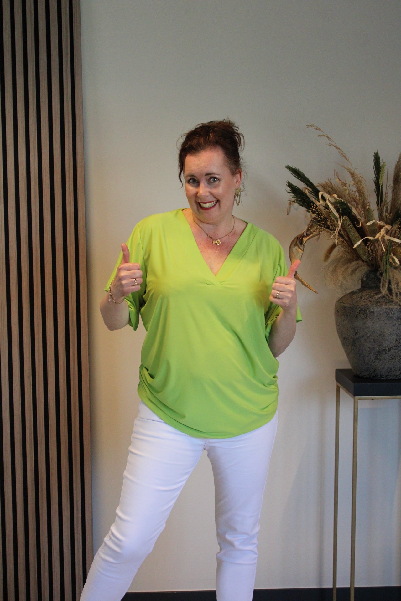 Mayra | Blouse korte mouw groen 40 t/m 48