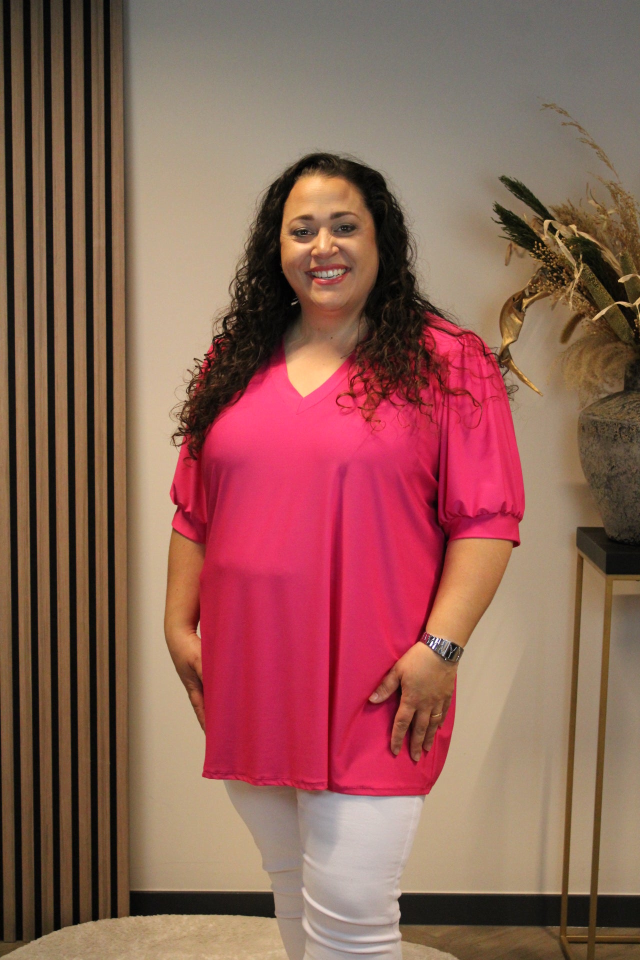 Fay | Blouse roze korte mouw 48 t/m 52