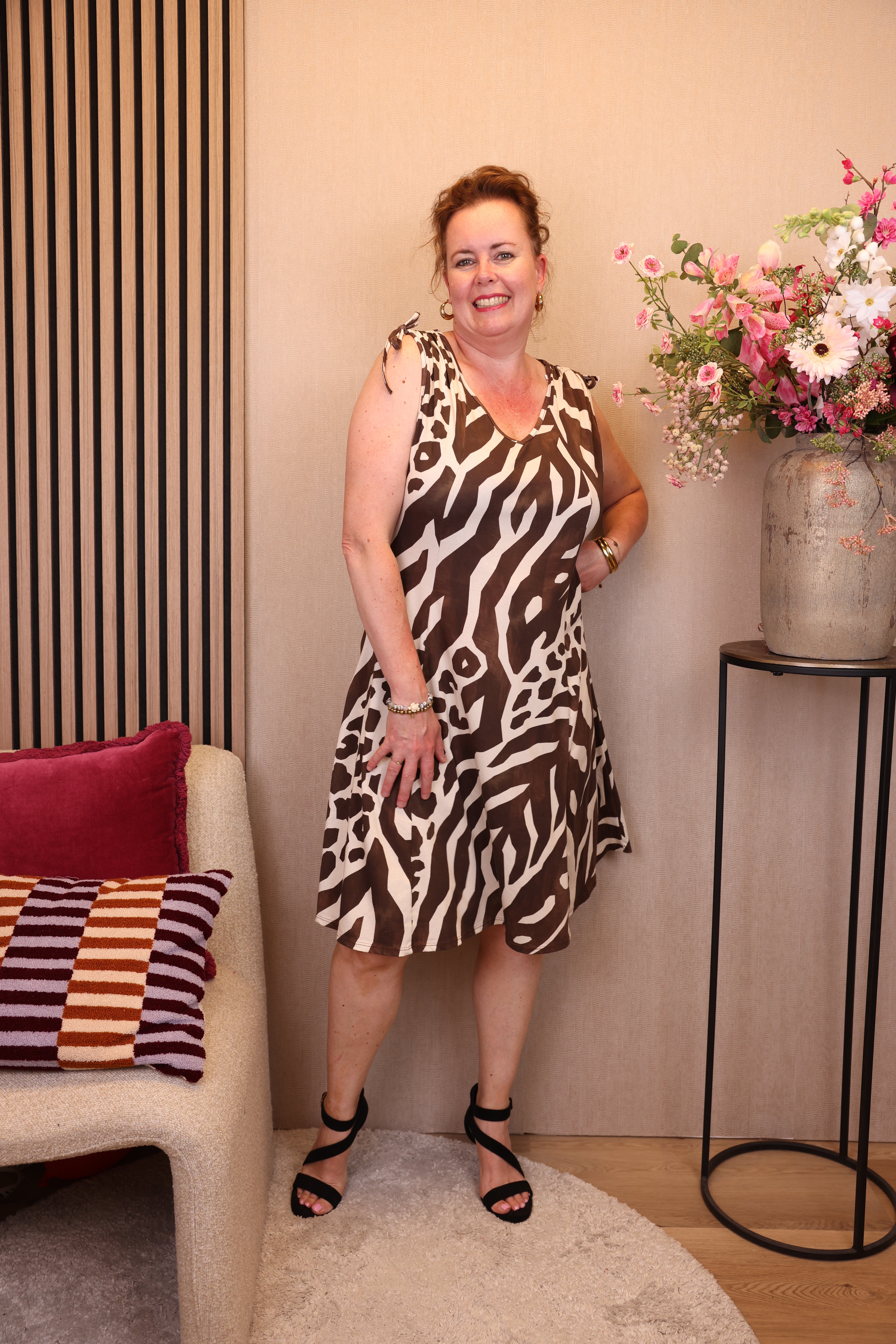 Lieke | Jurk bruin katoen