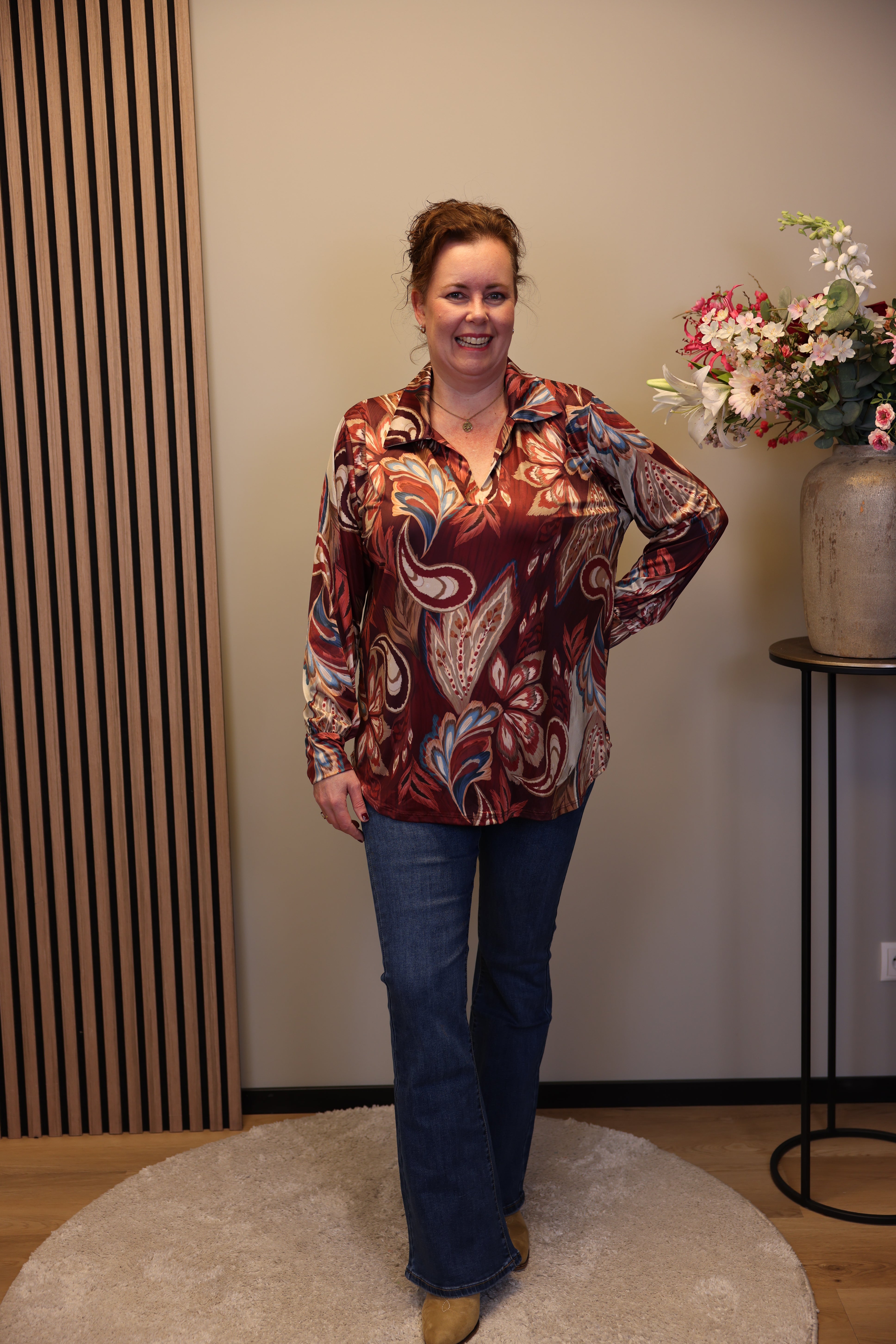 Veerle | Blouse roze met kraagje 48 t/m 52