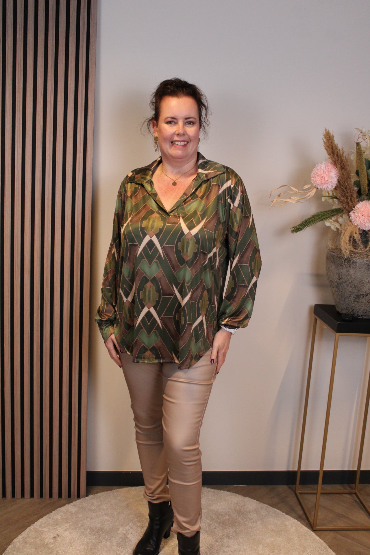 Eloise | Blouse groen met kraagje 38 t/m 48