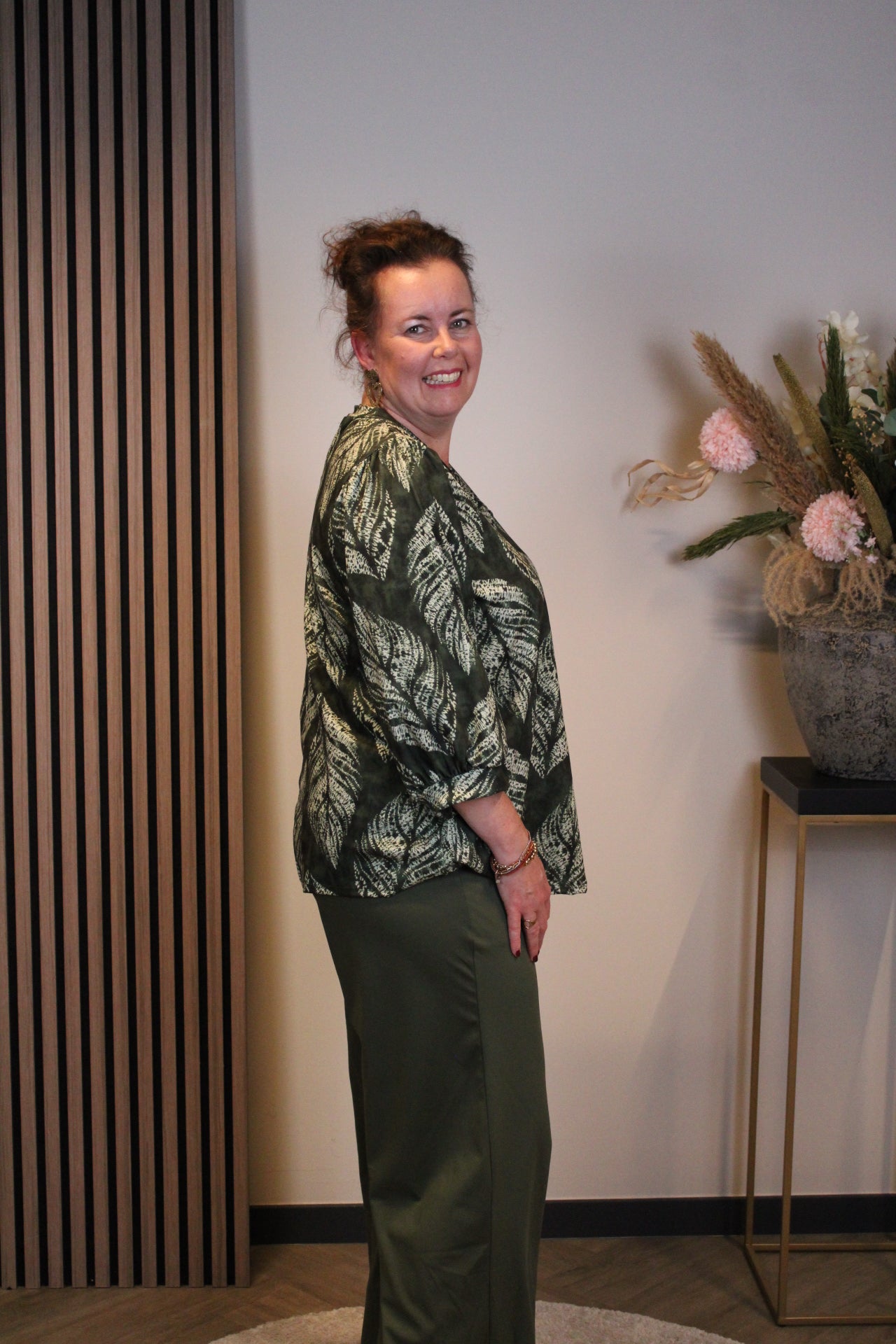 Chloe | Top groen 3/4-mouw 40 t/m 44