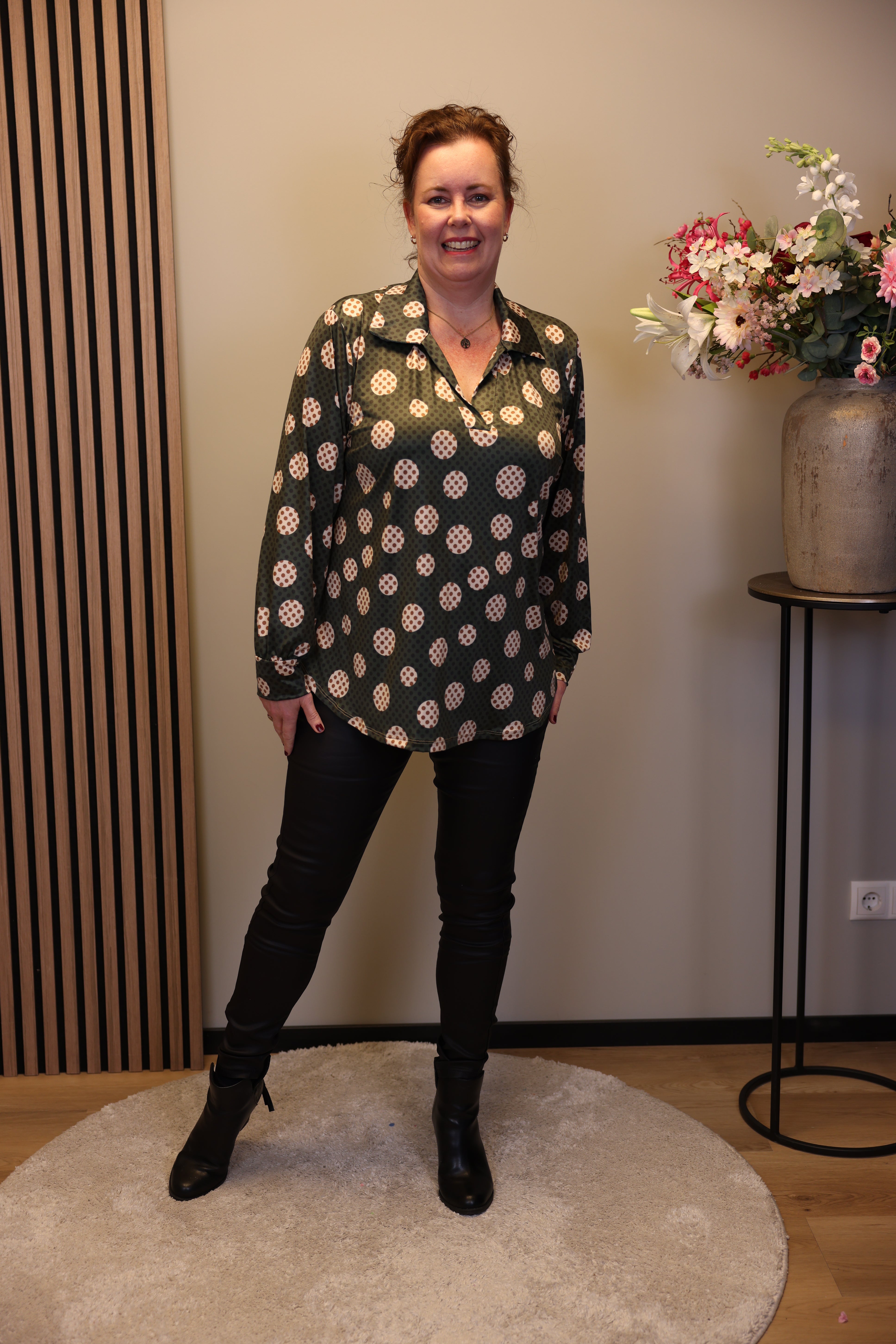 Karin | Blouse met kraagje groen 48 t/m 52