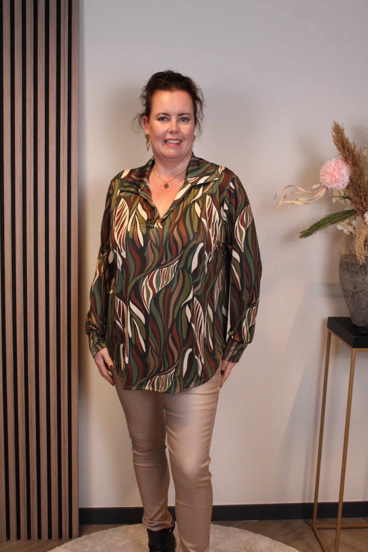 Kalina | Blouse met kraagje groen 48 t/m 52