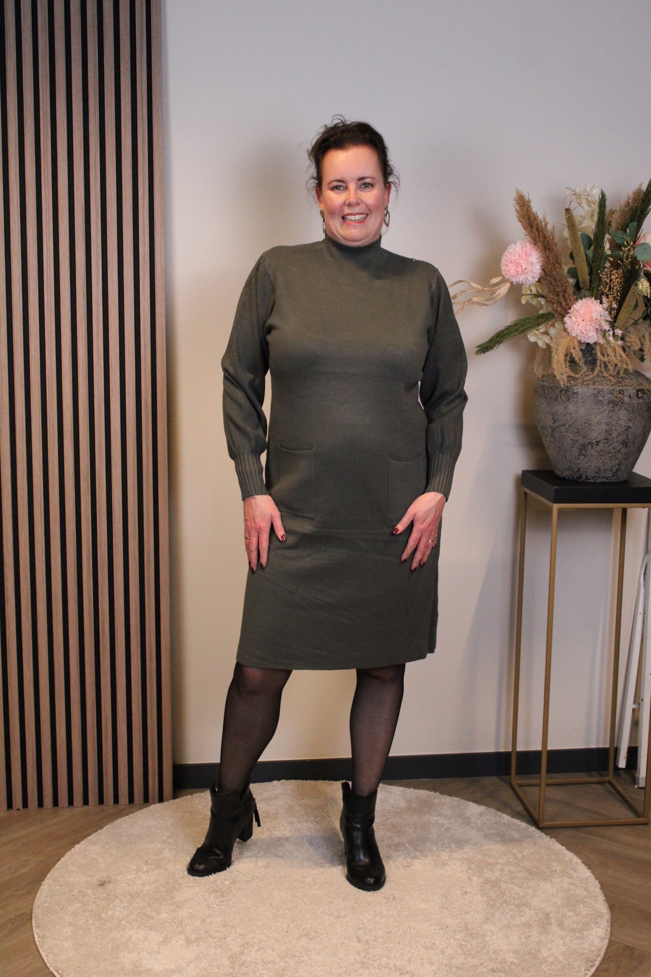 Elara | Gebreide jurk groen 38 t/m 42