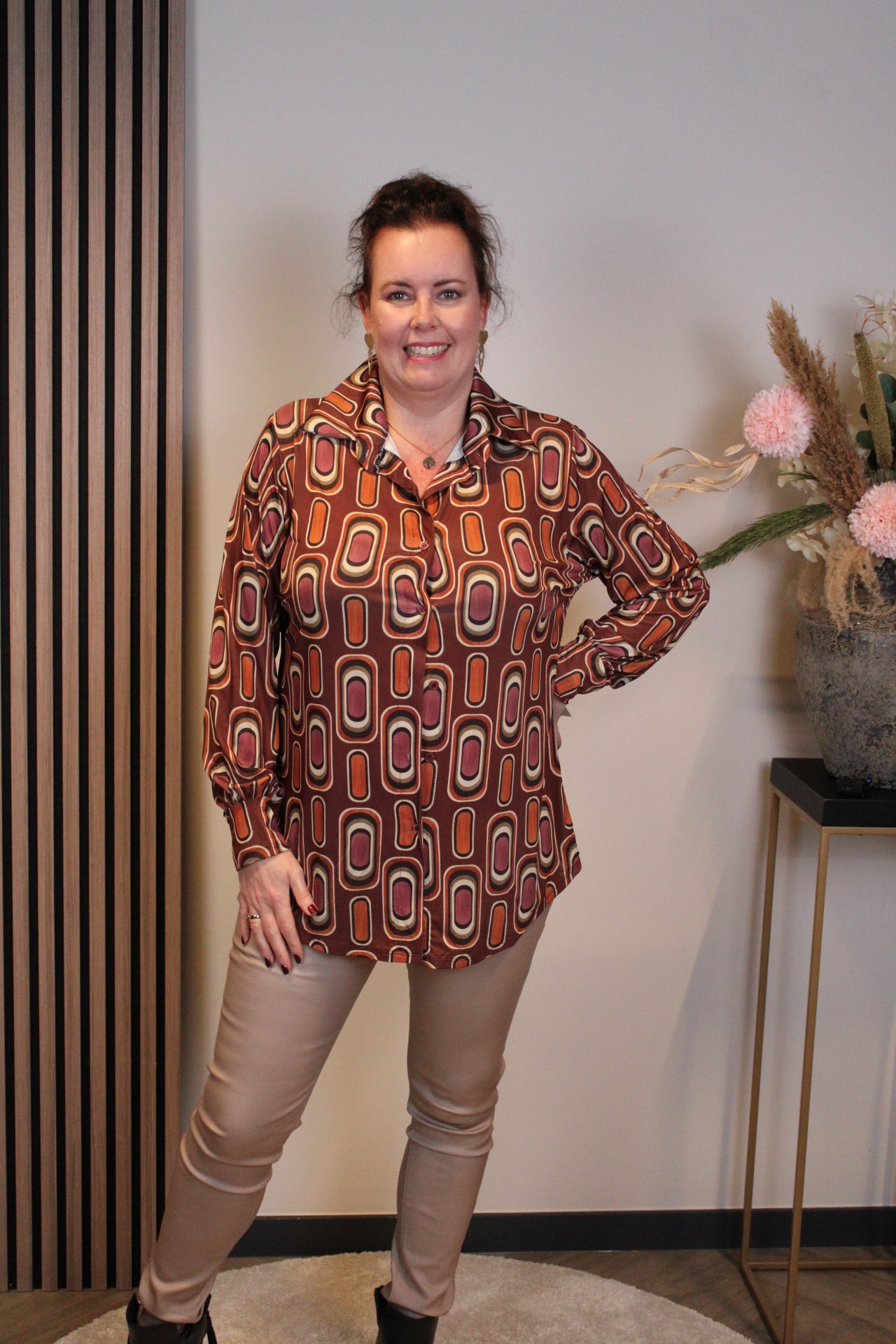 Merel | Blouse roest met knoopjes 38 t/m 48