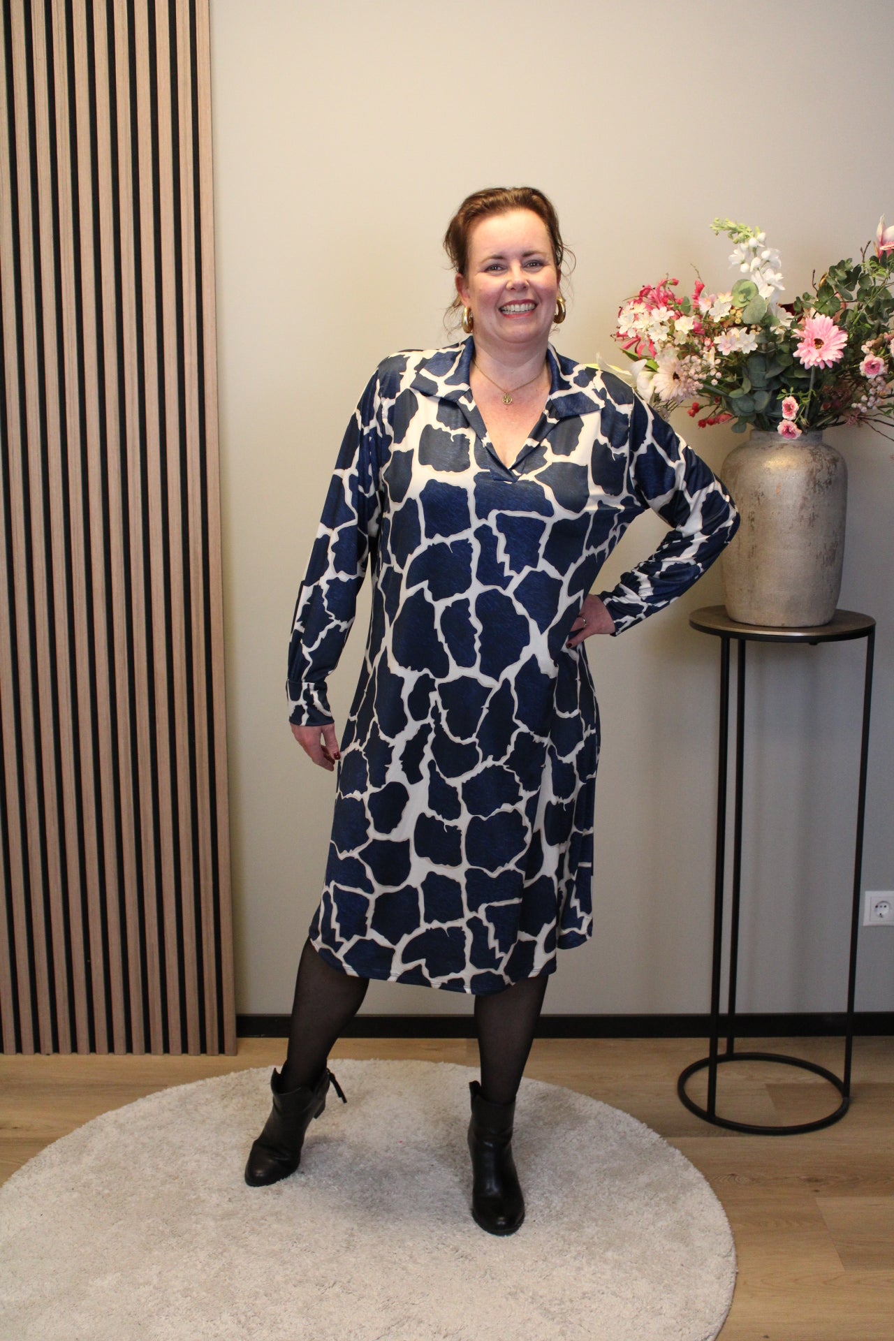 Rosalia | Jurk blauw met kraagje 38 t/m 46