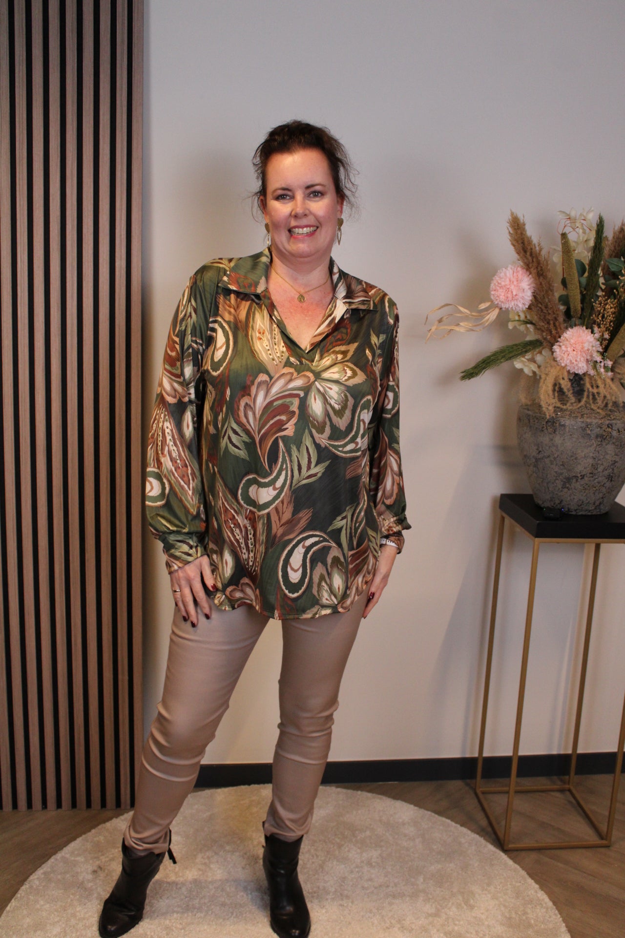 Veerle | Blouse groen met kraagje 38 t/m 48