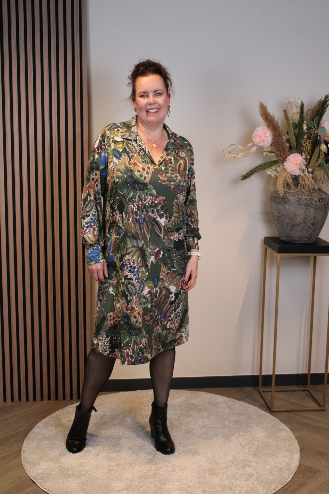 Yvette | Jurk groen met kraagje 38 t/m 46