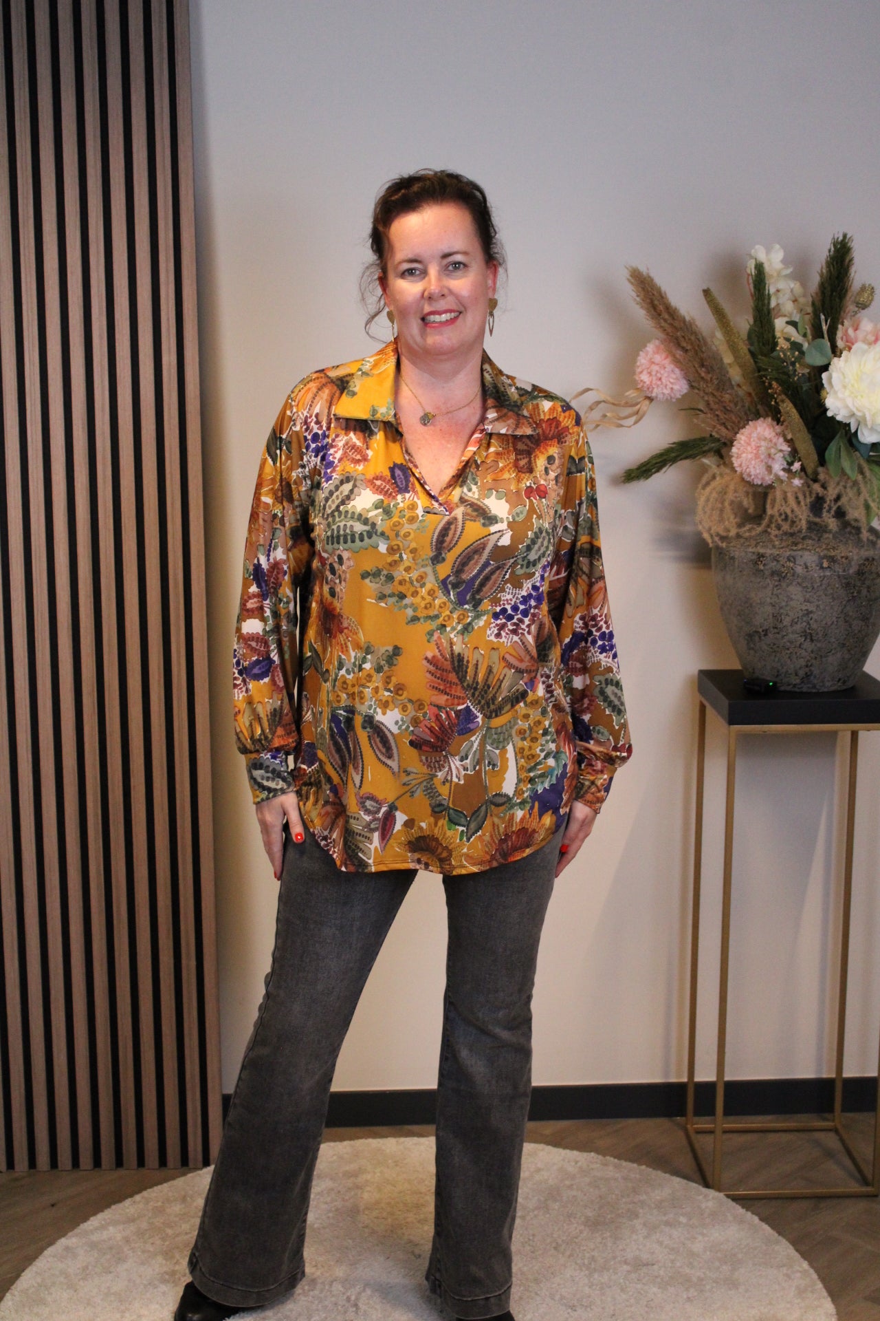 Helena | Blouse geel met kraagje 38 t/m 48