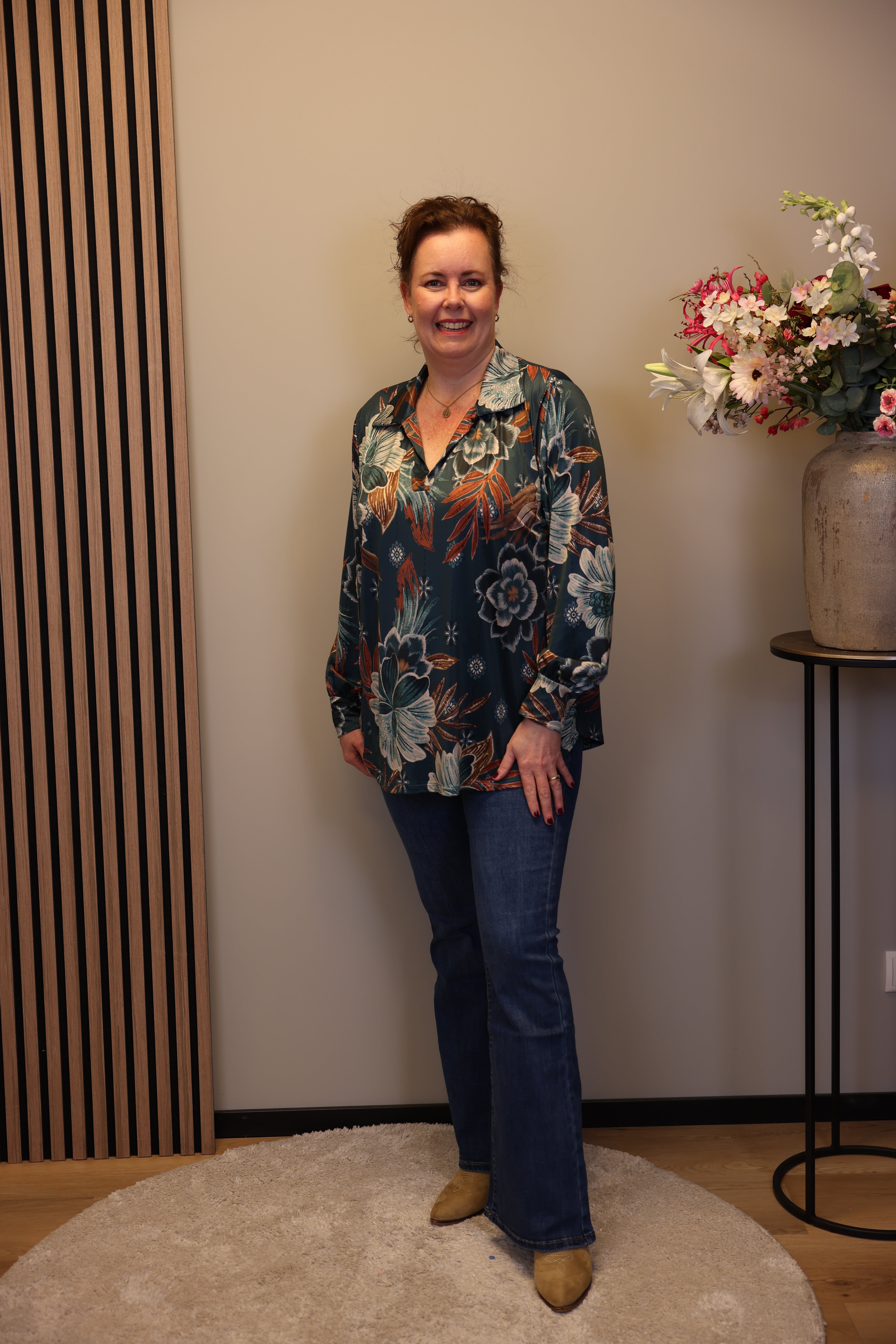 Eefke | Blouse aqua met kraagje 38 t/m 48