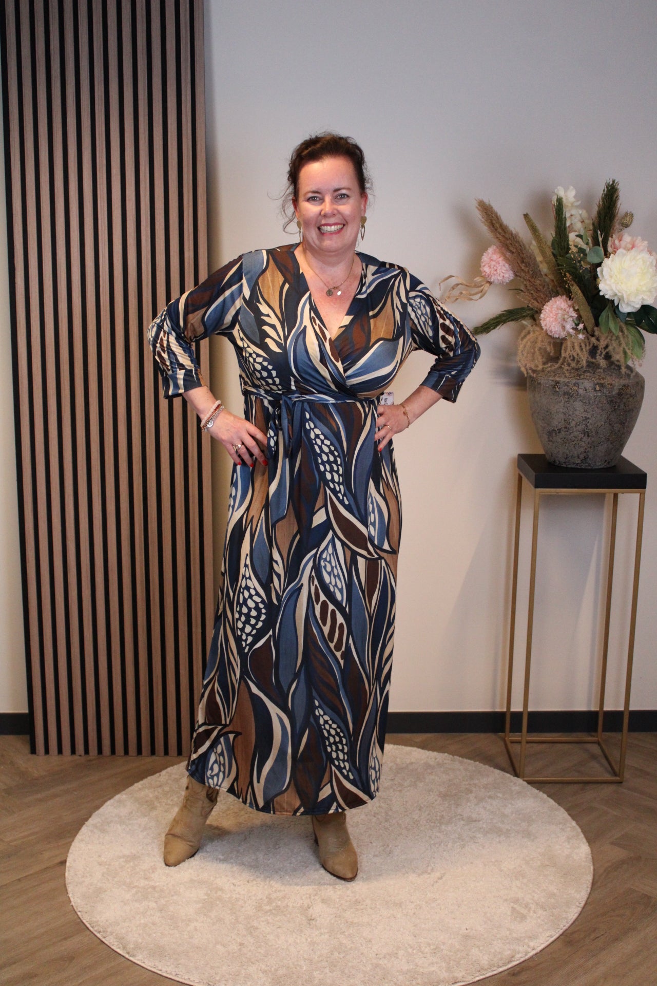 Marise | Jurk blauw lange mouw 46 t/m 50