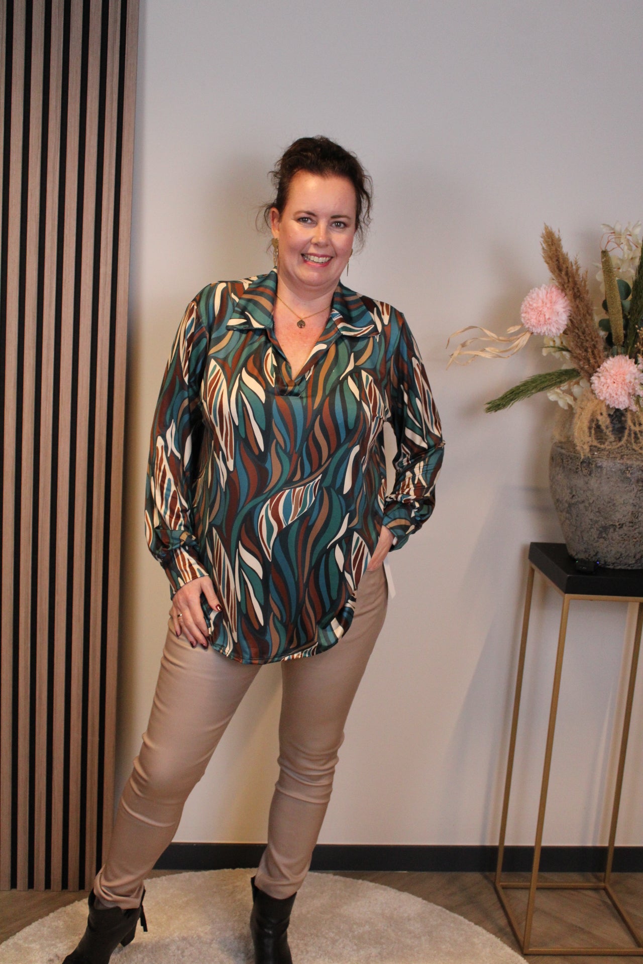 Lexi | Blouse met kraagje aqua 48 t/m 52