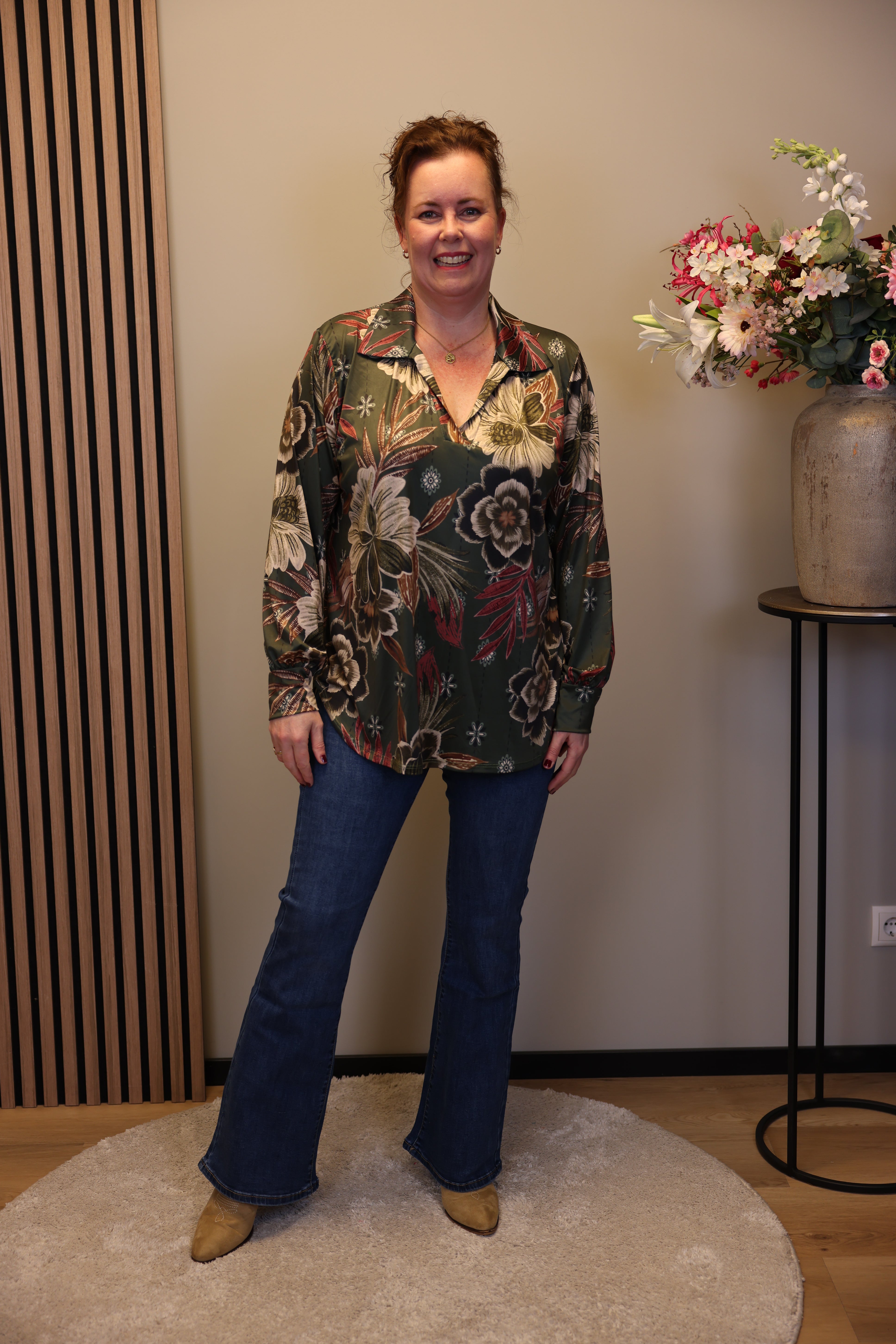 Eefke | Blouse groen met kraagje