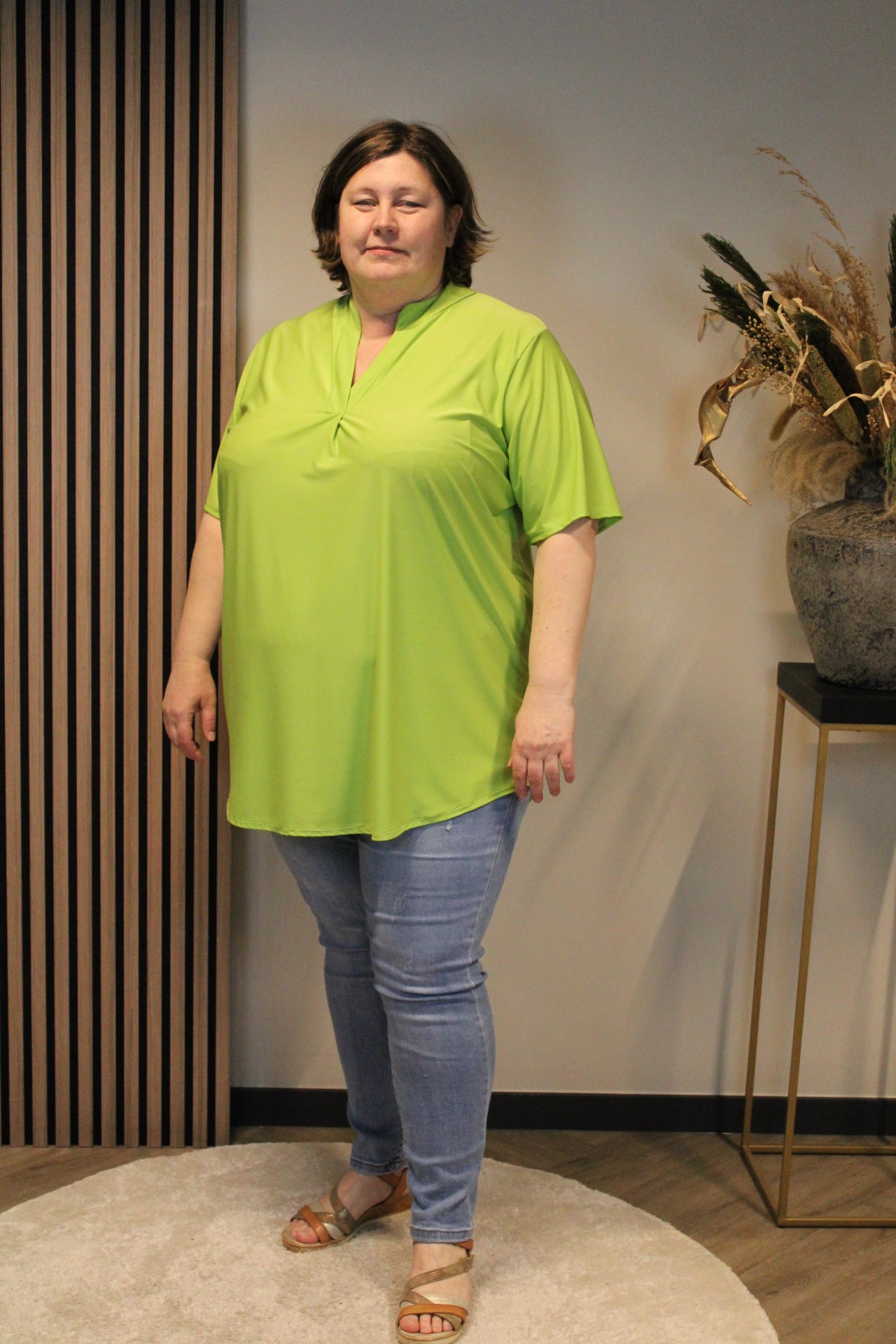 Juna | Blouse groen korte mouw 52 t/m 58