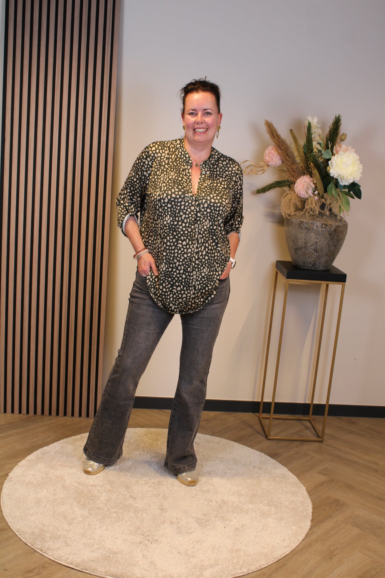 Fenke | Blouse groen lange mouw 38 t/m 48