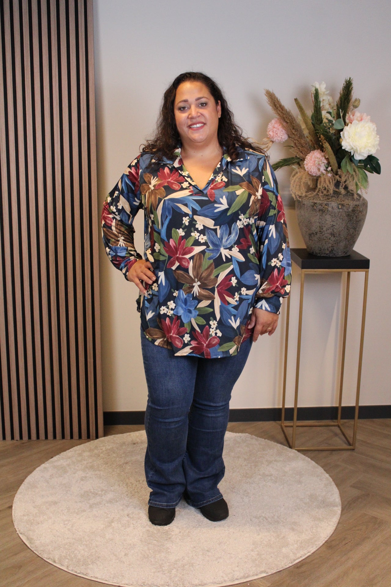 Verona | Blouse met kraagje blauw 48 t/m 52