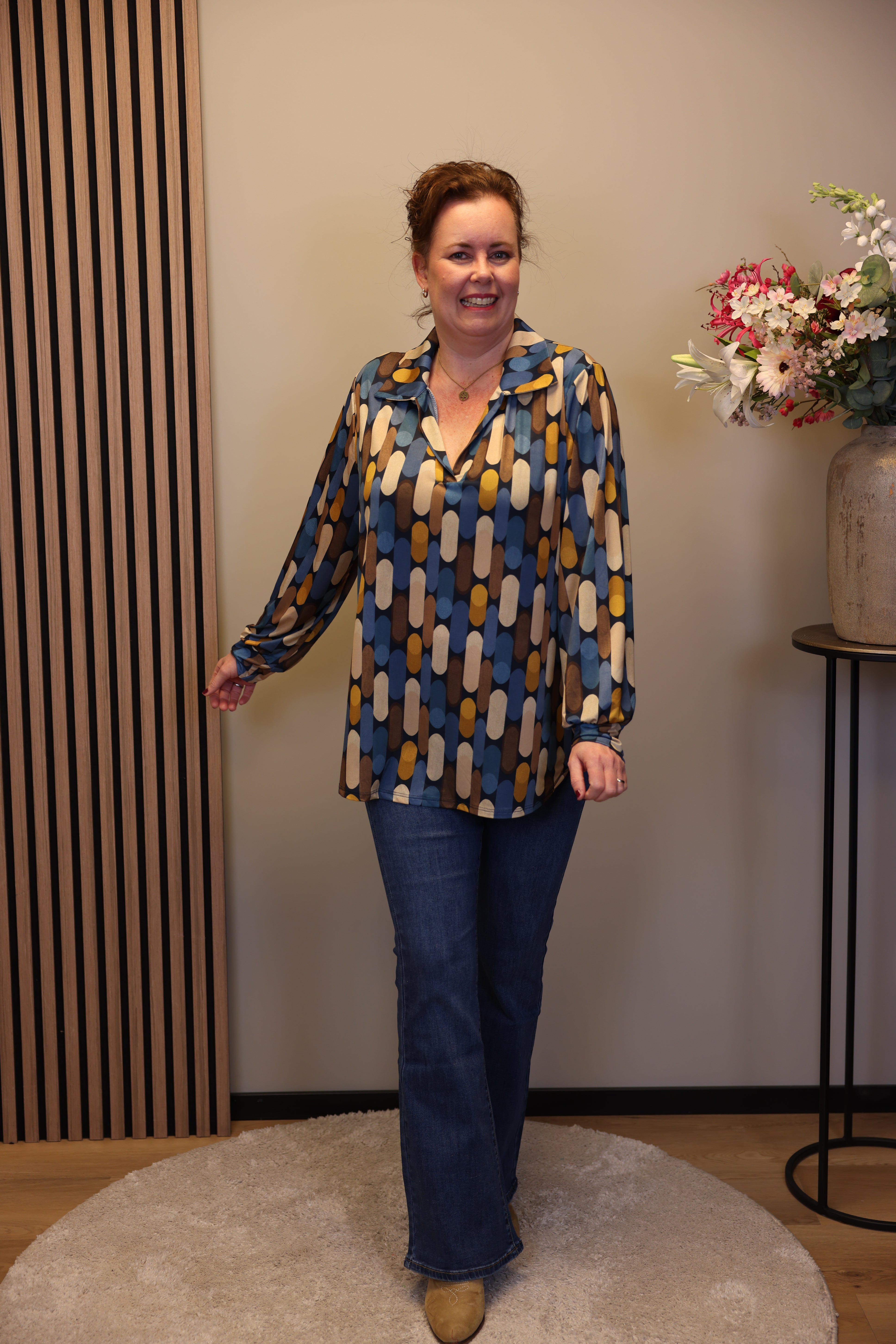 Heleen | Blouse blauw met kraagje 48 t/m 52