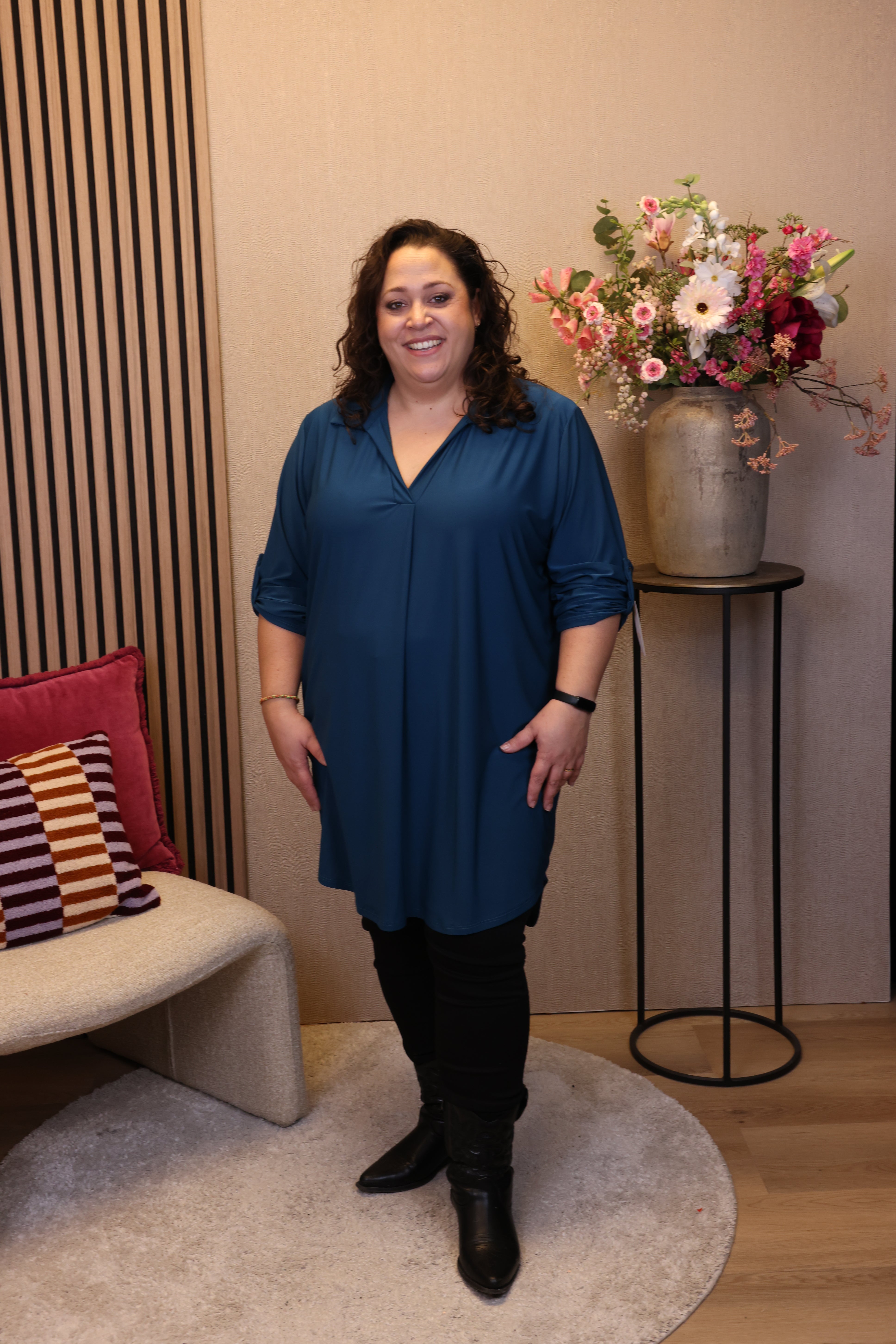Marieke | Tuniek aqua met kraagje