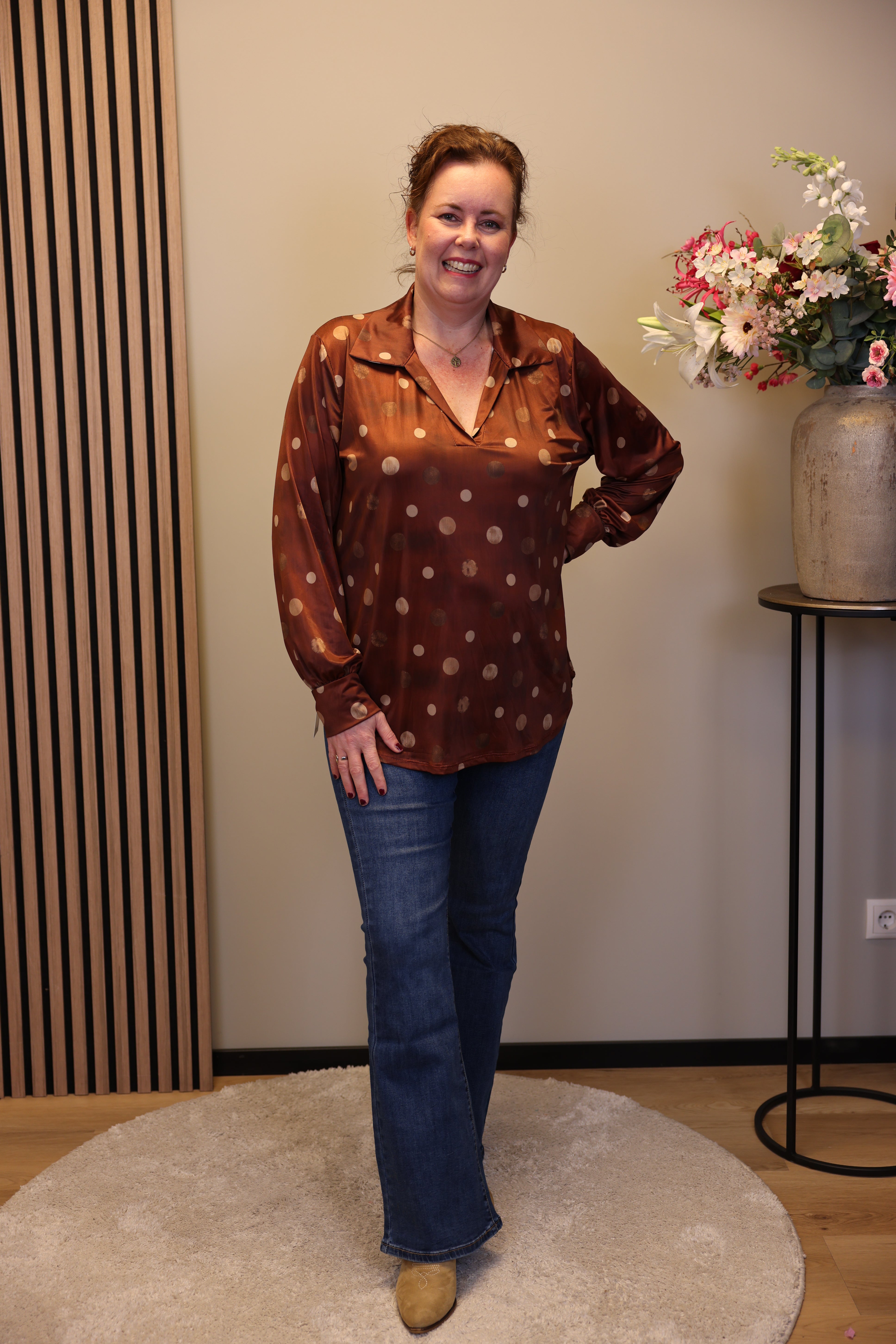 Vika | Blouse roest met kraagje 48 t/m 52