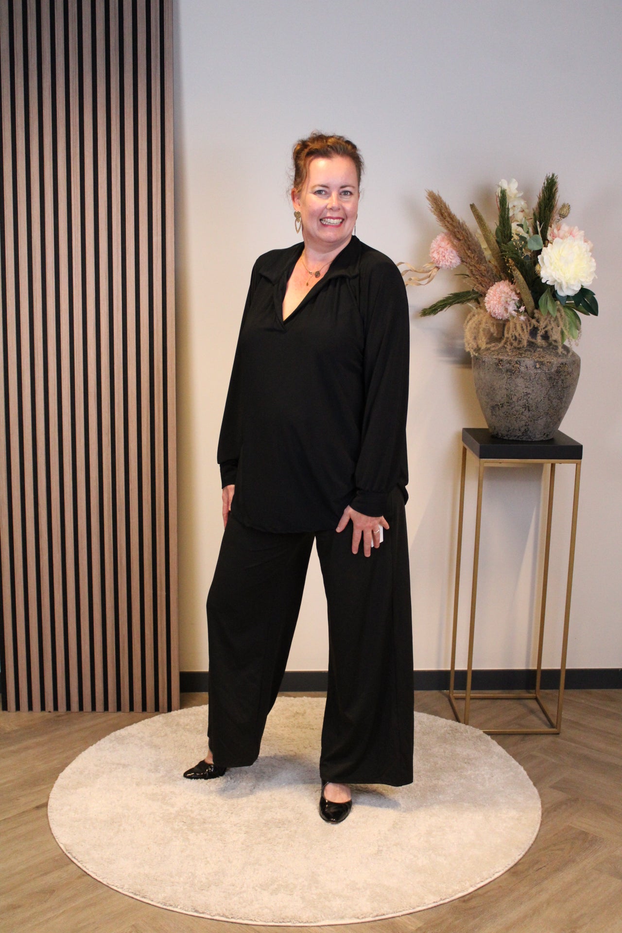 Sara | Blouse zwart lange mouw 38 t/m 48