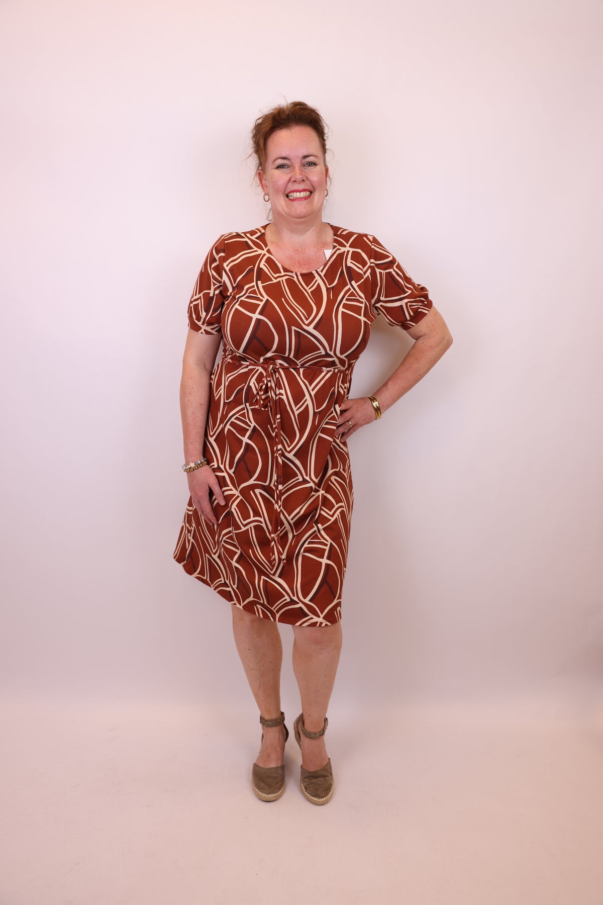 Meike | Jurk oranje - bruin katoen