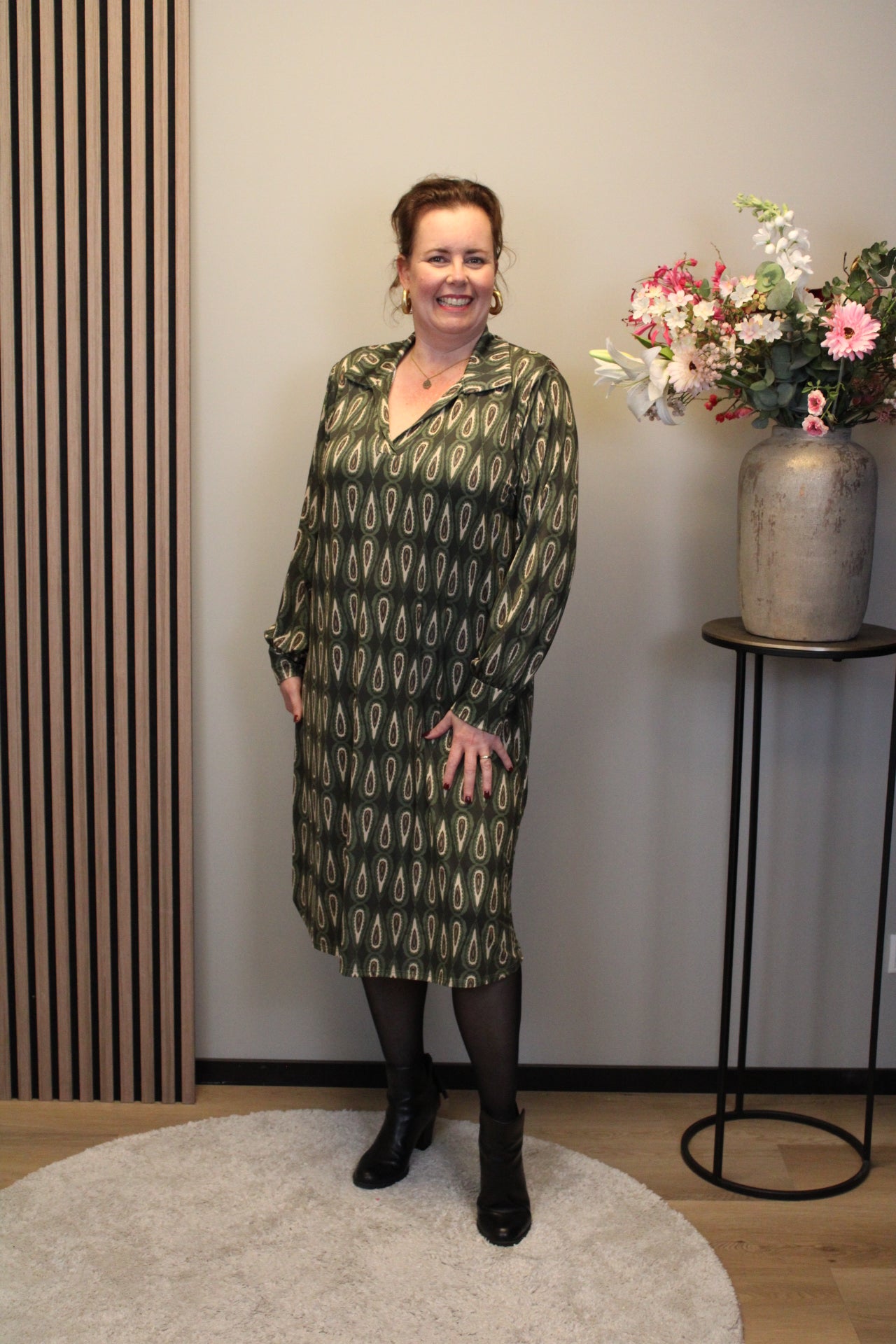 Elara | Jurk groen met kraagje 38 t/m 46